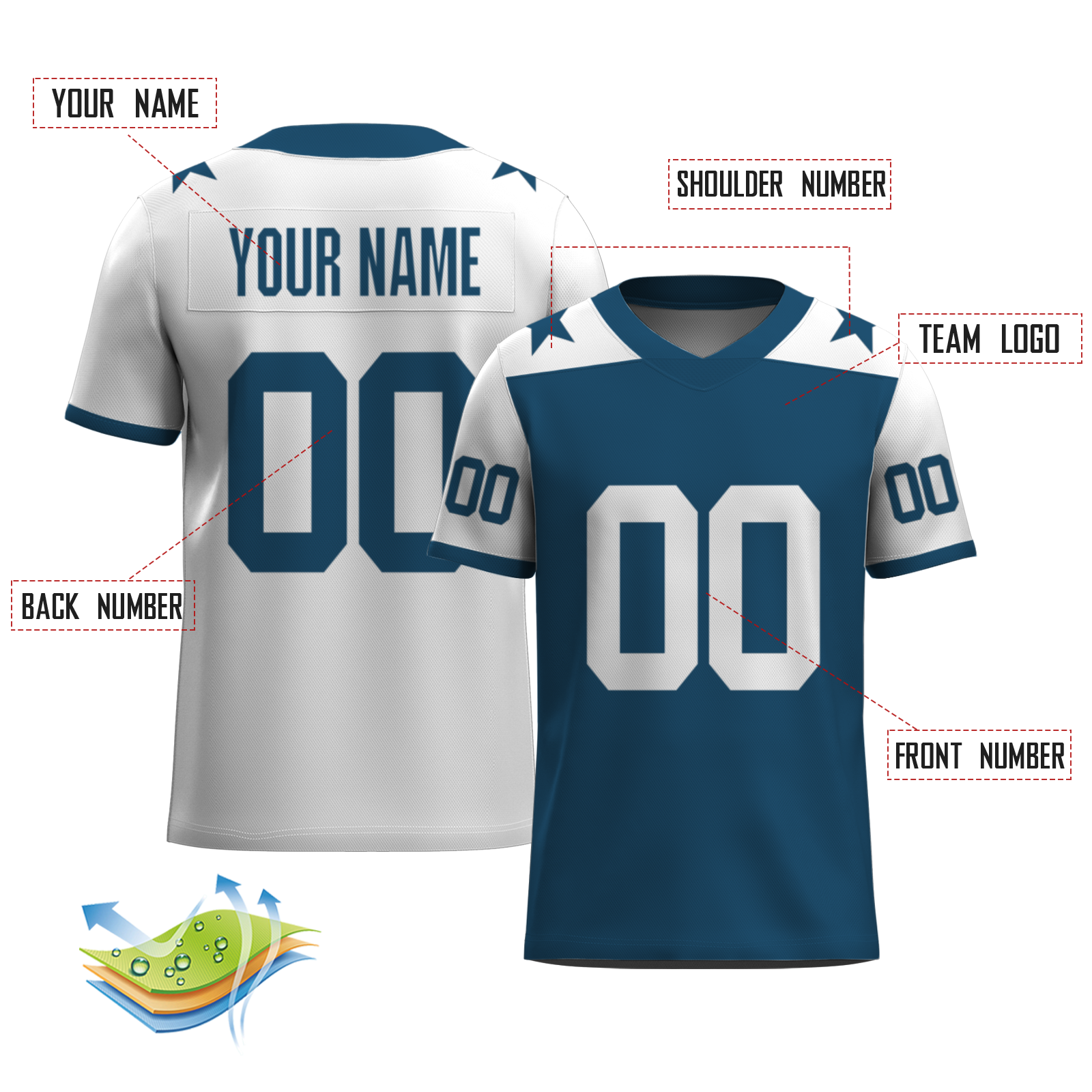 Custom Red White-Orange Authentic Football Jersey