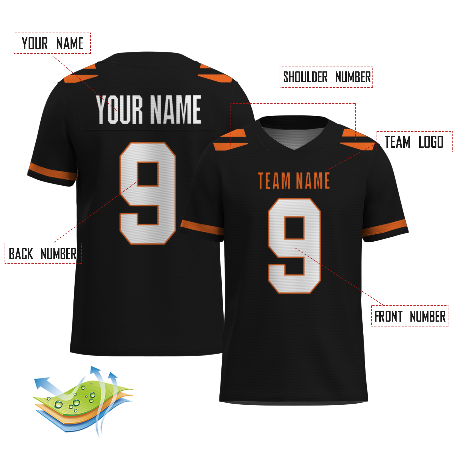 Custom Red White-Orange Authentic Football Jersey