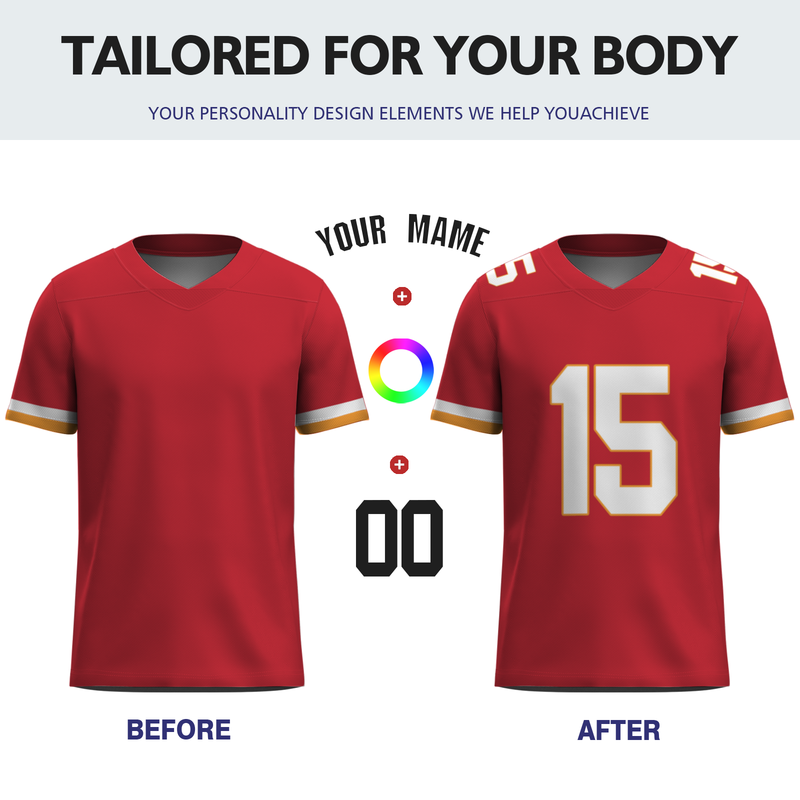 Custom Red White-Orange Authentic Football Jersey