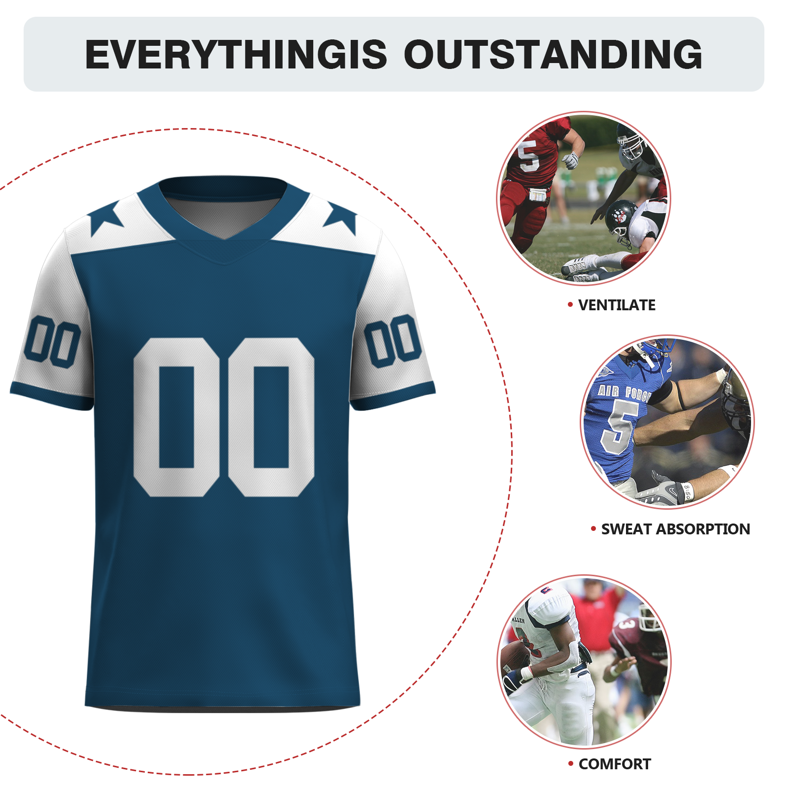 Custom Red White-Orange Authentic Football Jersey