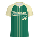 Custom Forest Green Beige Pinstripe Beige-Green Softball Jersey