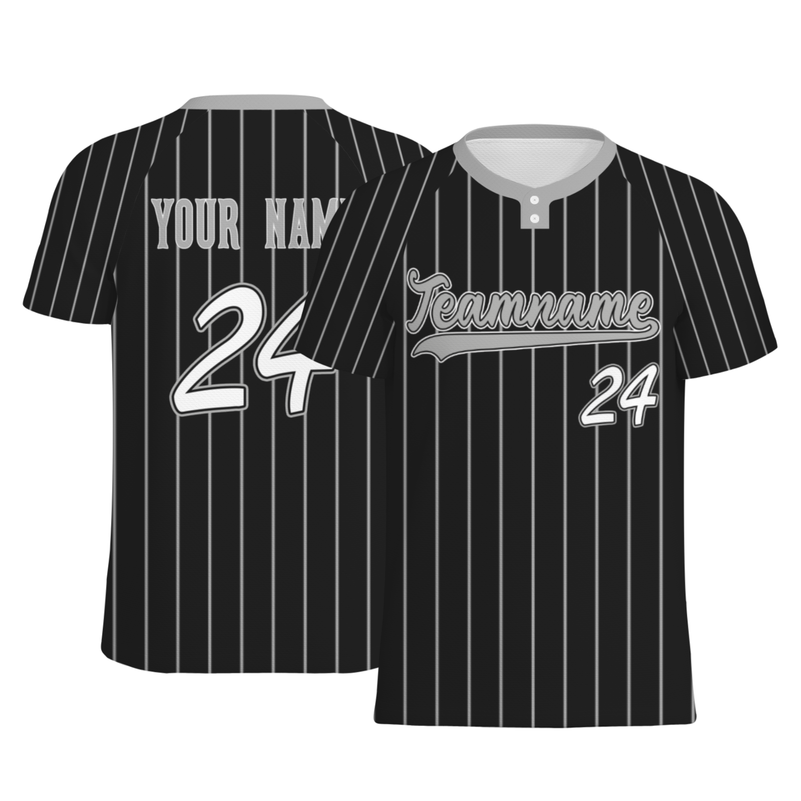 Custom Black Gray Pinstripe Gray-Black Authentic Baseball Jersey