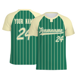 Custom Forest Green Beige Pinstripe Beige-Green Softball Jersey