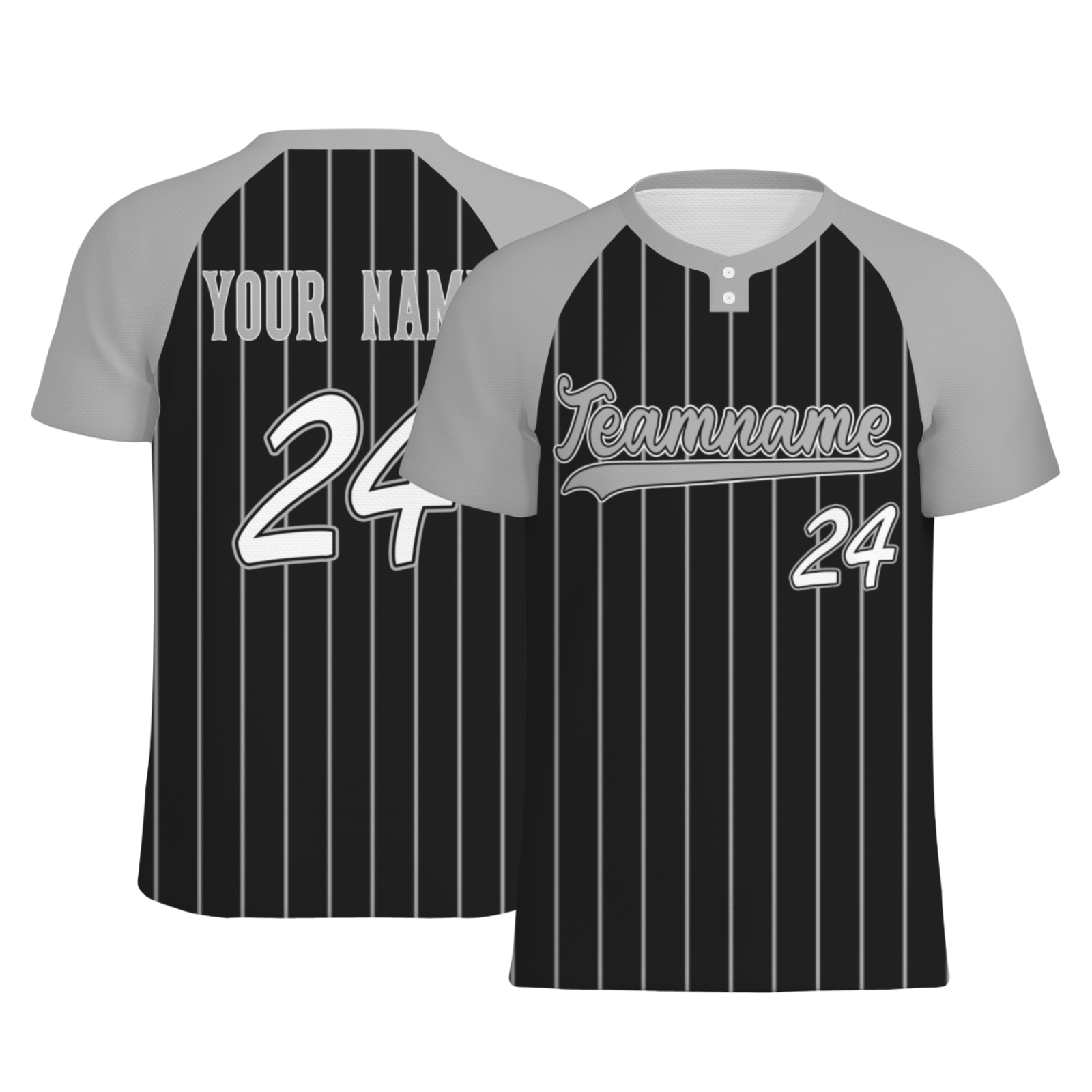 Custom Black Gray Pinstripe Gray-Black Authentic Baseball Jersey