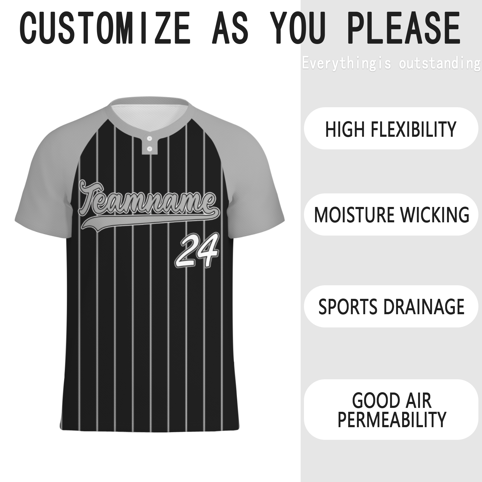 Custom Black Gray Pinstripe Gray-Black Authentic Baseball Jersey