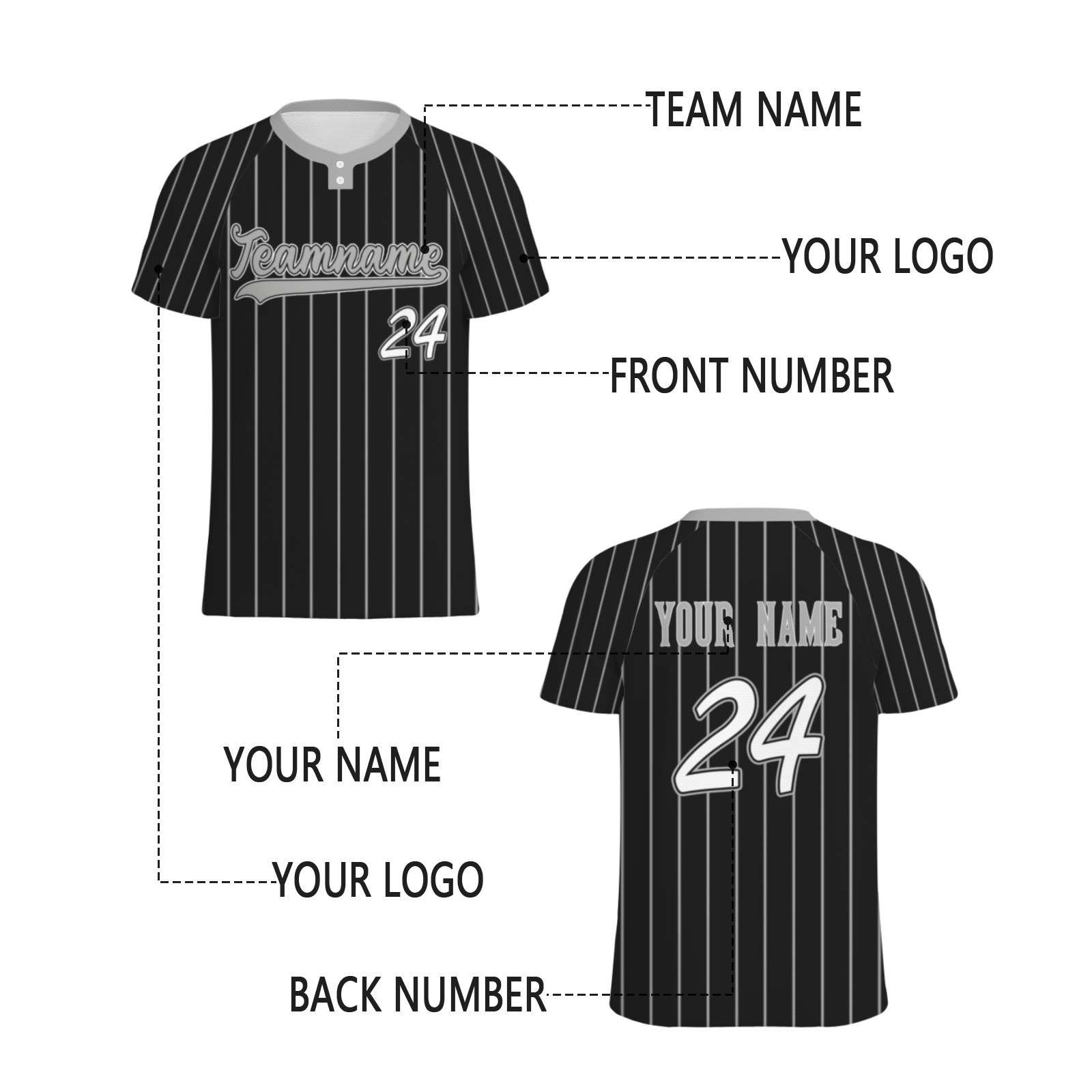 Custom Black Gray Pinstripe Gray-Black Authentic Baseball Jersey