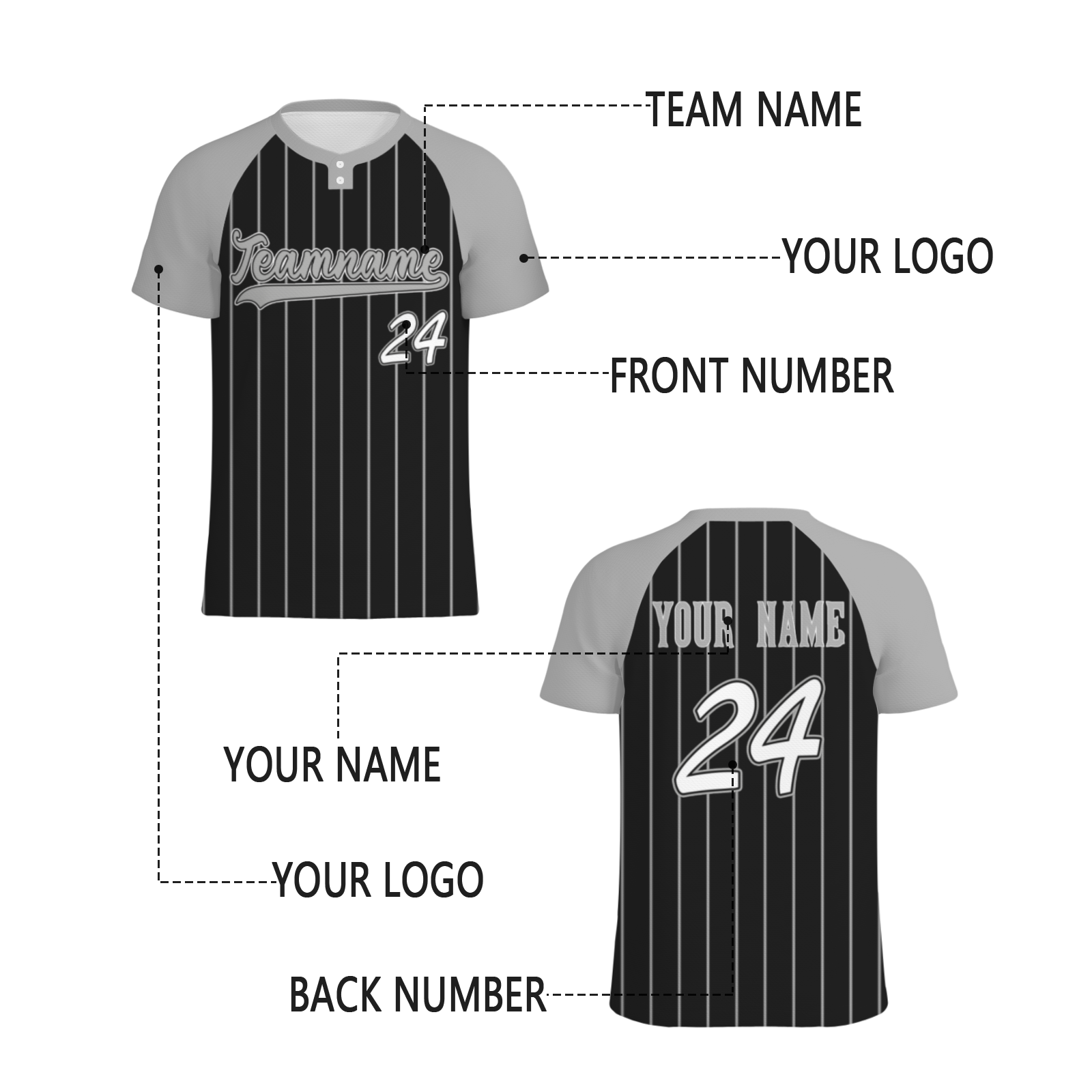 Custom Black Gray Pinstripe Gray-Black Authentic Baseball Jersey