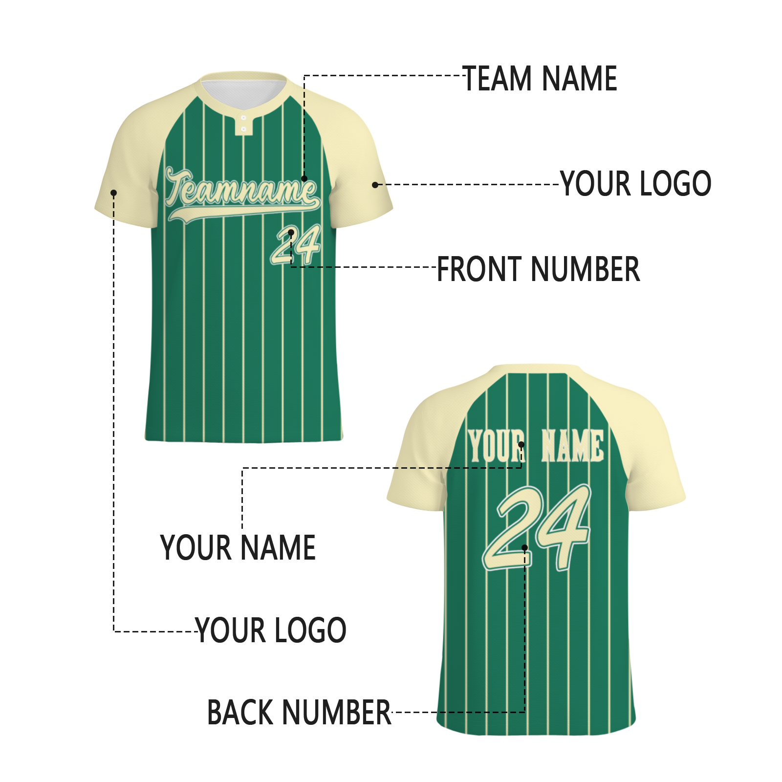 Custom Forest Green Beige Pinstripe Beige-Green Softball Jersey