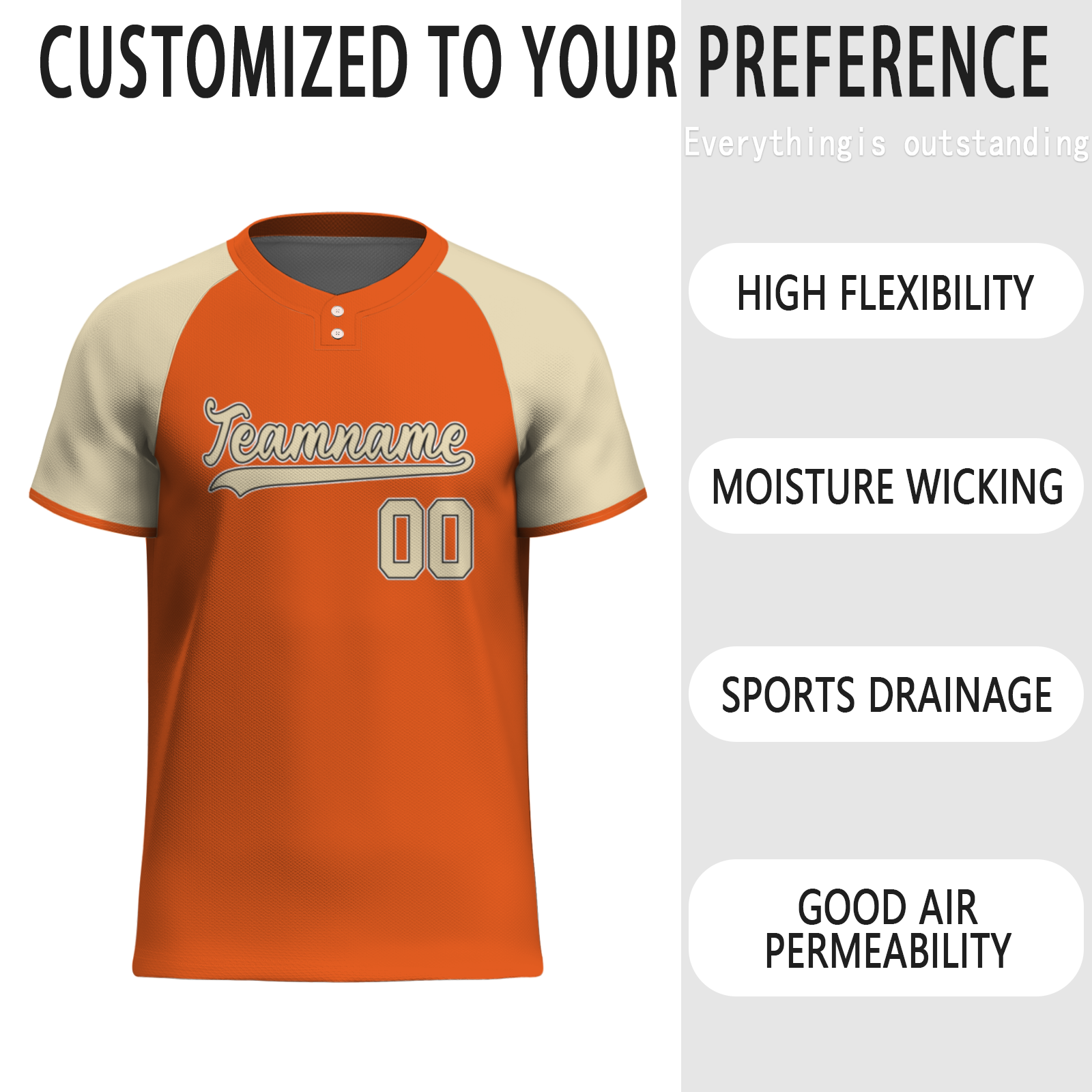 Custom Orange Cream-Coloured Black Authentic Softball Jersey