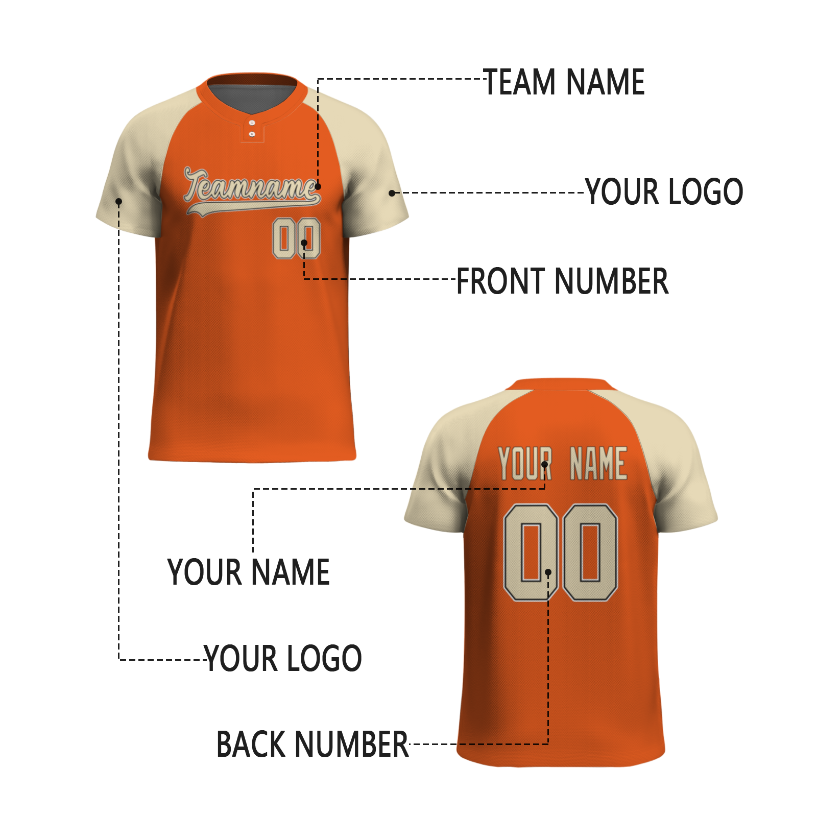 Custom Orange Cream-Coloured Black Authentic Softball Jersey