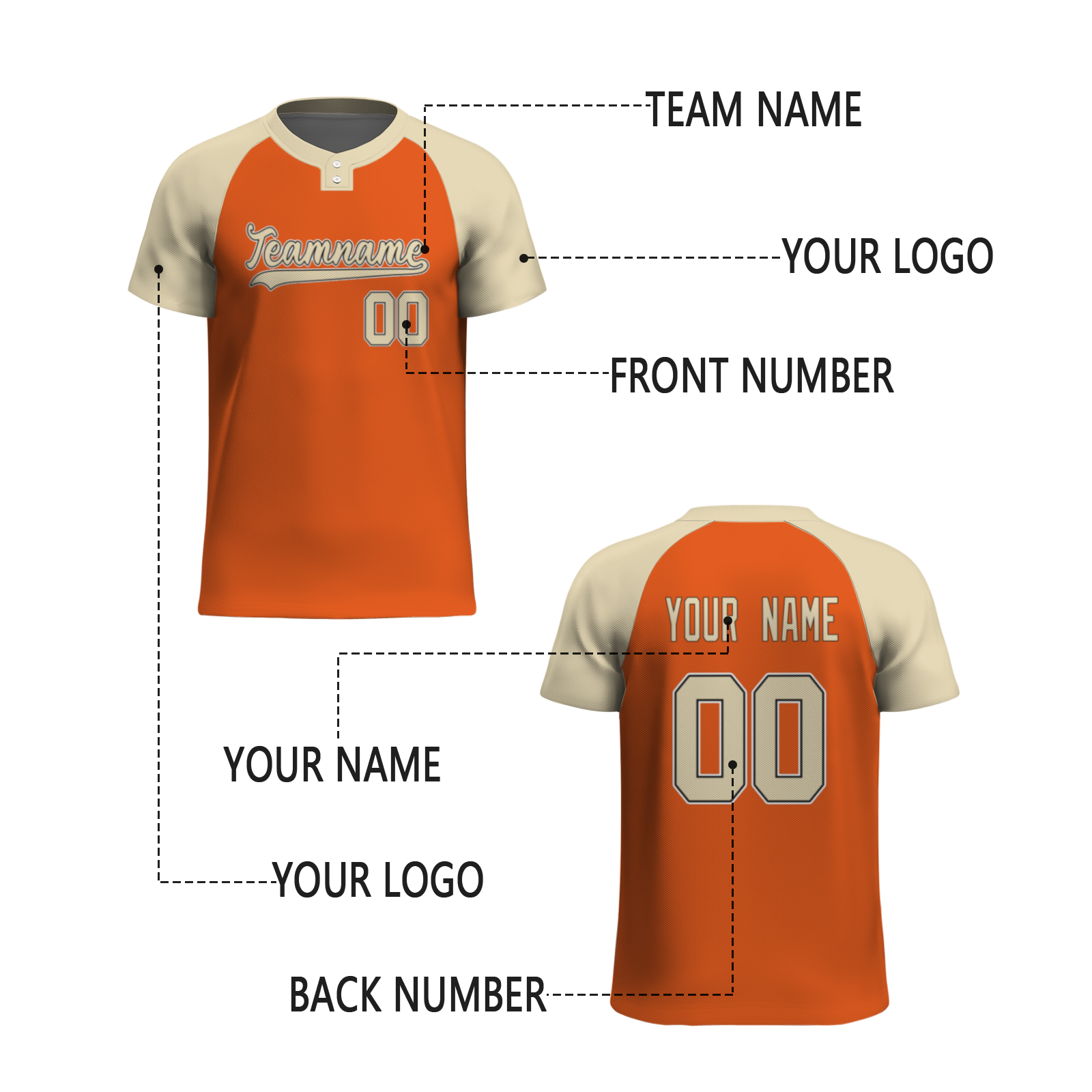 Custom Orange Cream-Coloured Black Authentic Softball Jersey