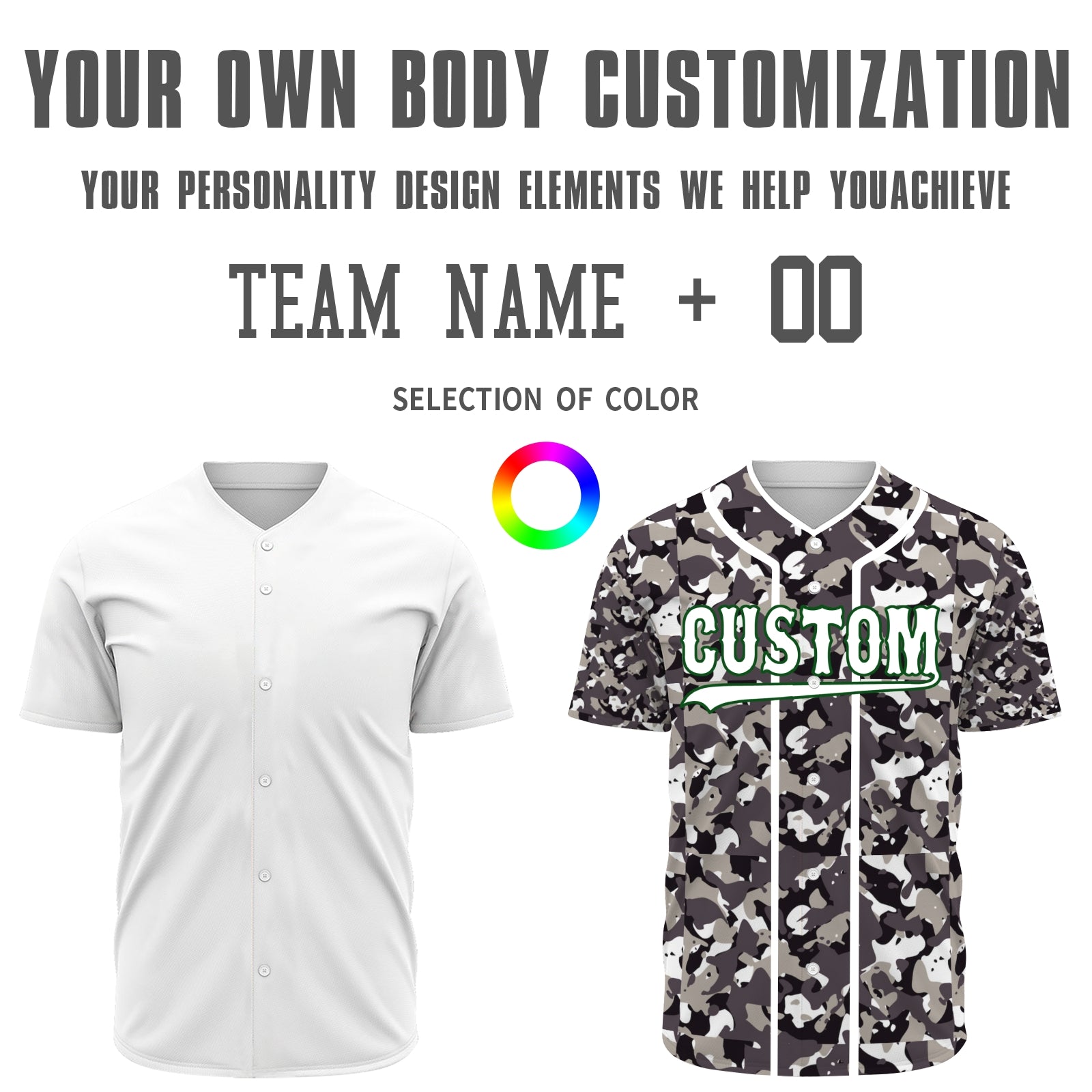 Custom Camouflage Color White-Green Authentic Baseball Jersey