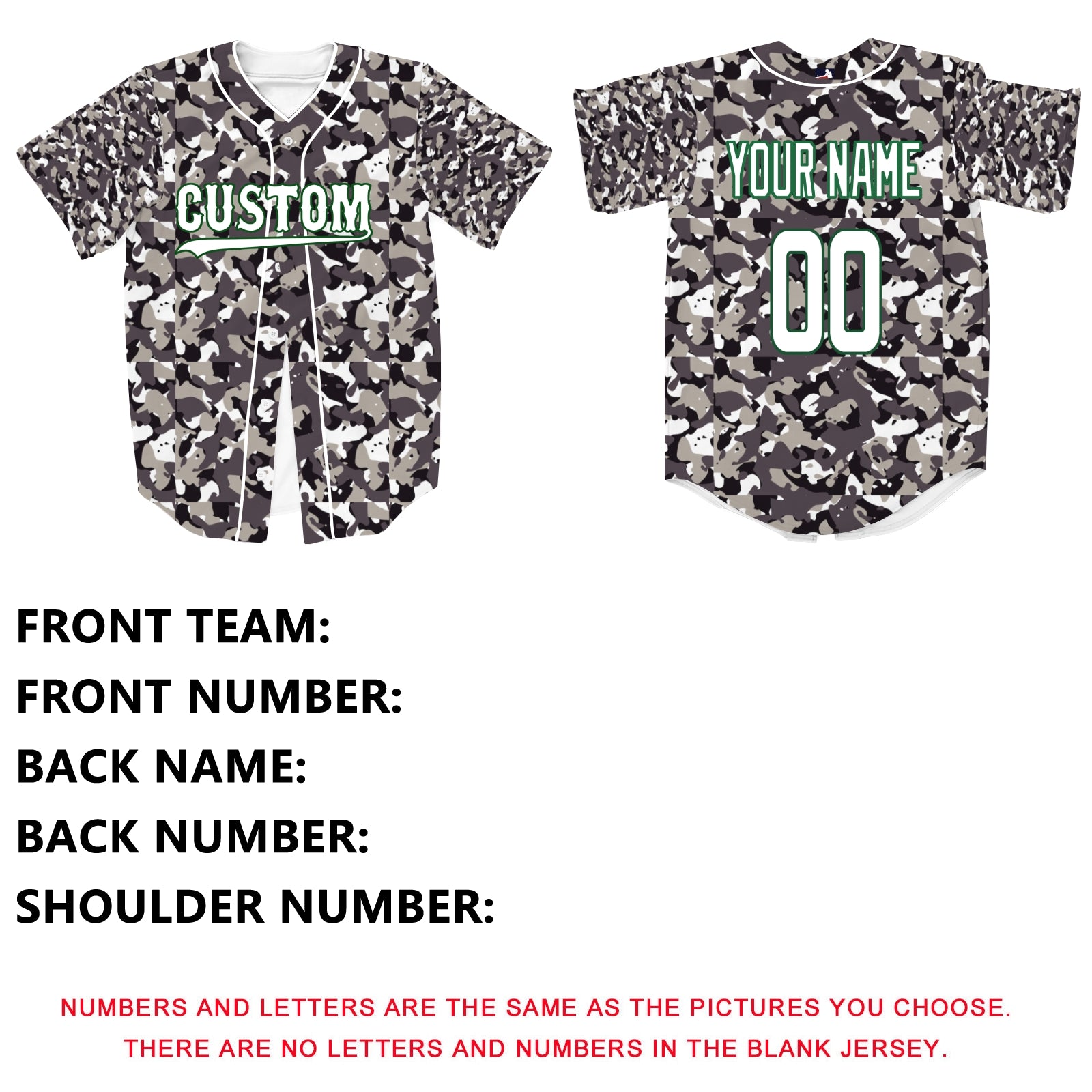 Custom Camouflage Color White-Green Authentic Baseball Jersey