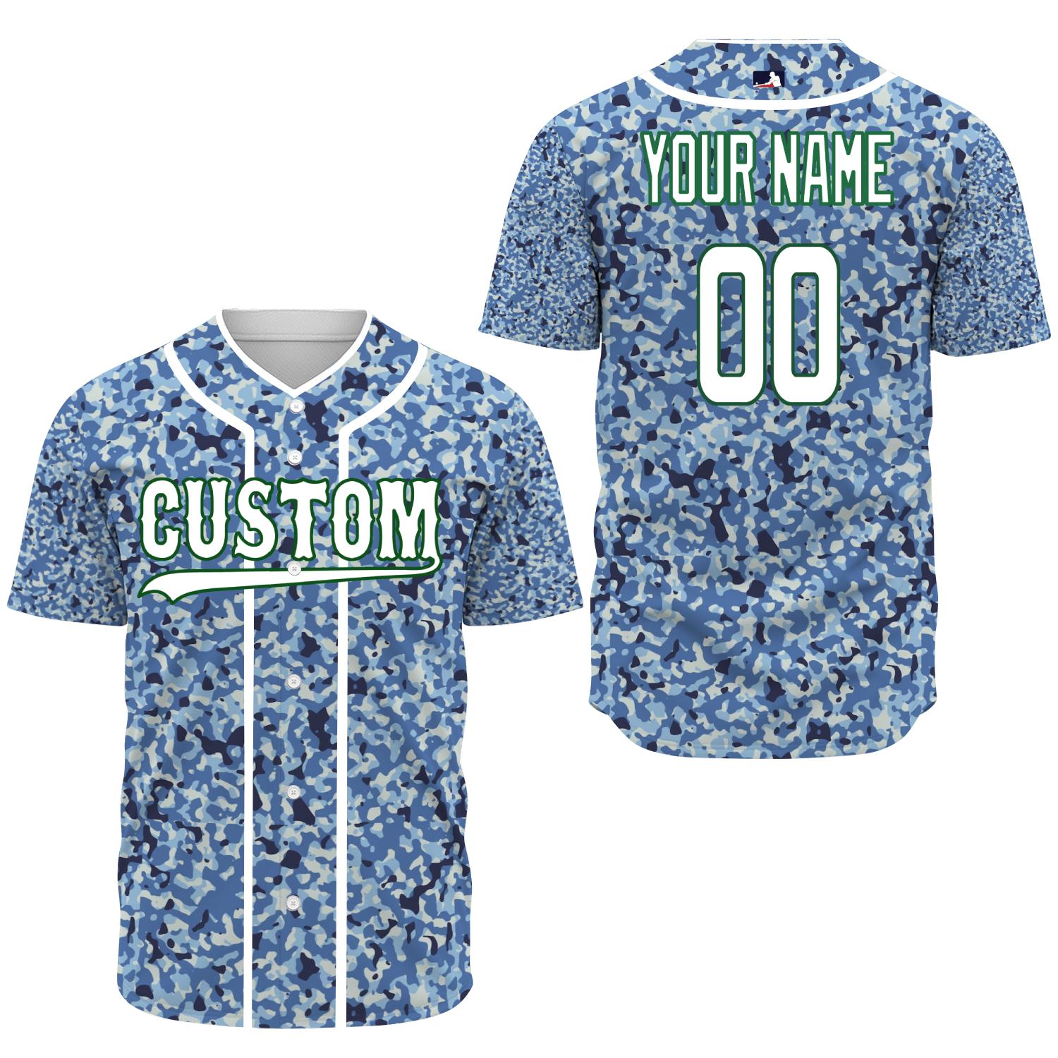 Custom Camouflage Color White-Green Authentic Baseball Jersey