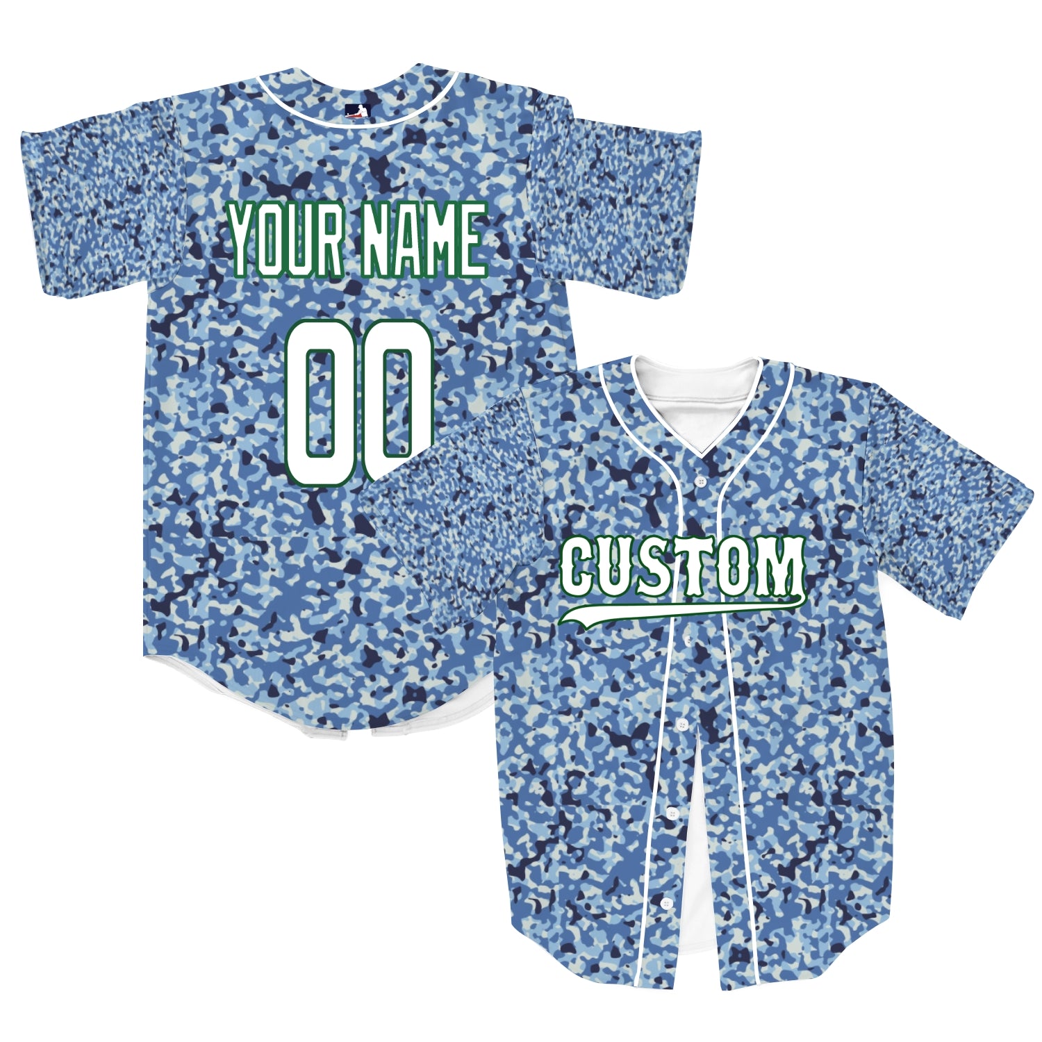 Custom Camouflage Color White-Green Authentic Baseball Jersey