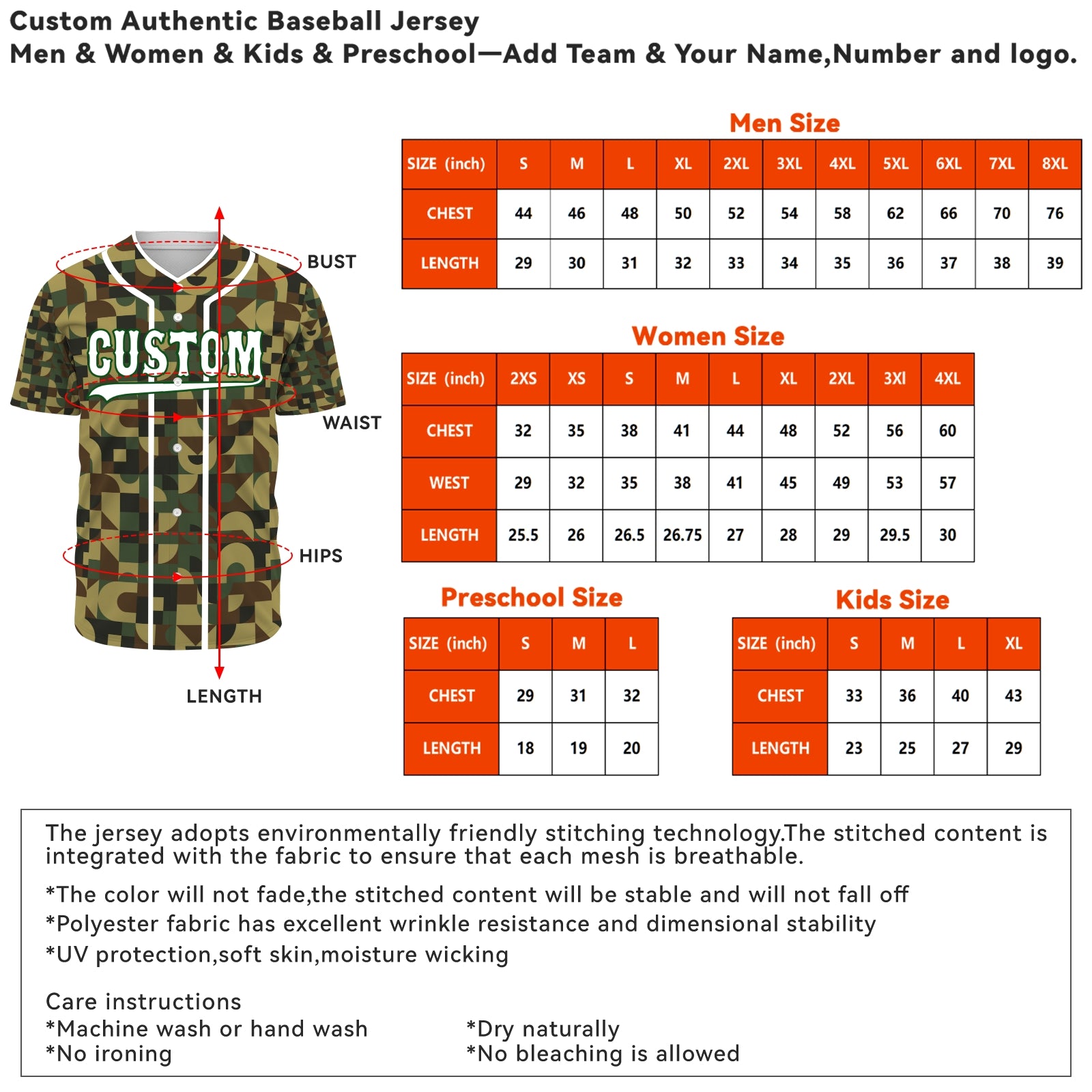 Custom Camouflage Color White-Green Authentic Baseball Jersey