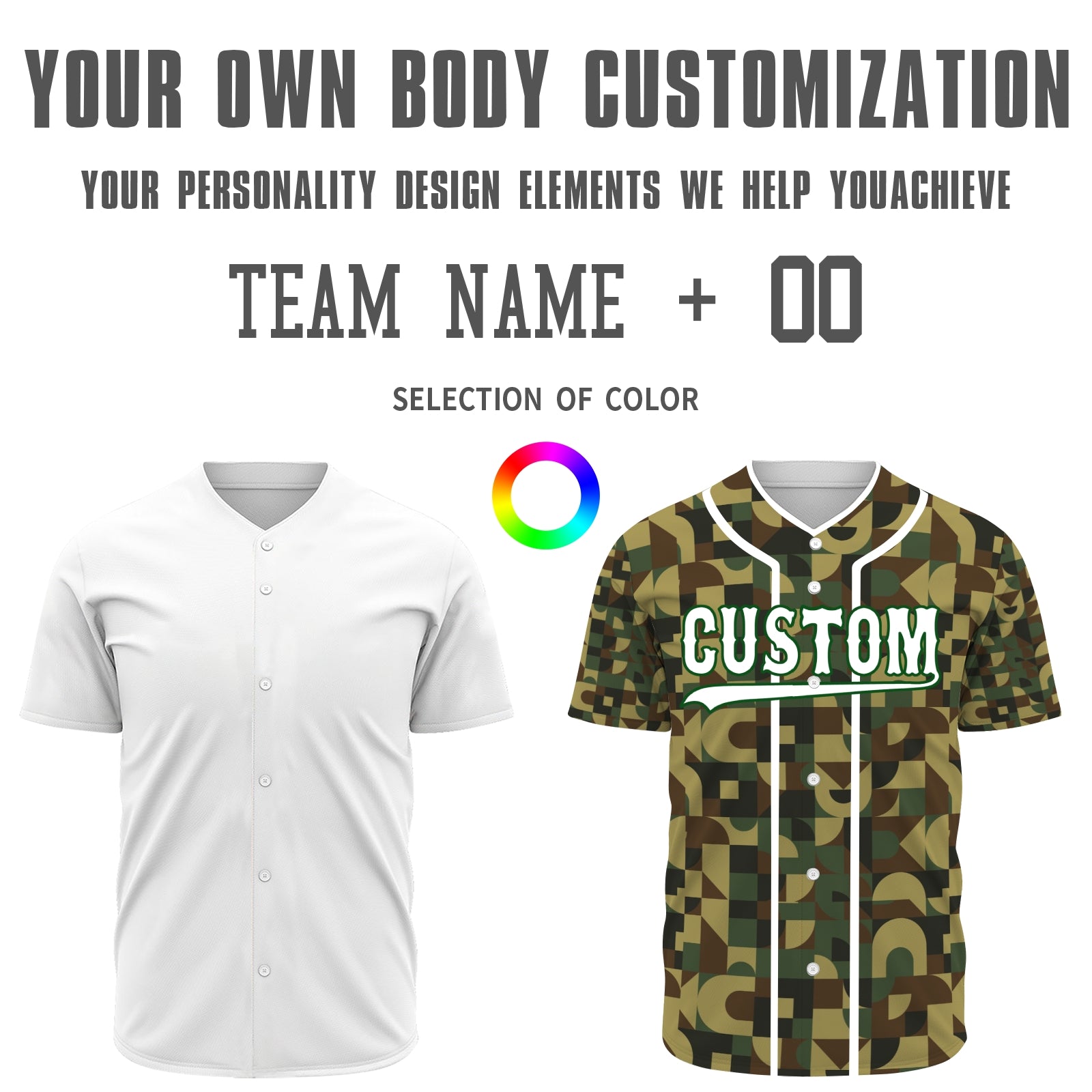 Custom Camouflage Color White-Green Authentic Baseball Jersey