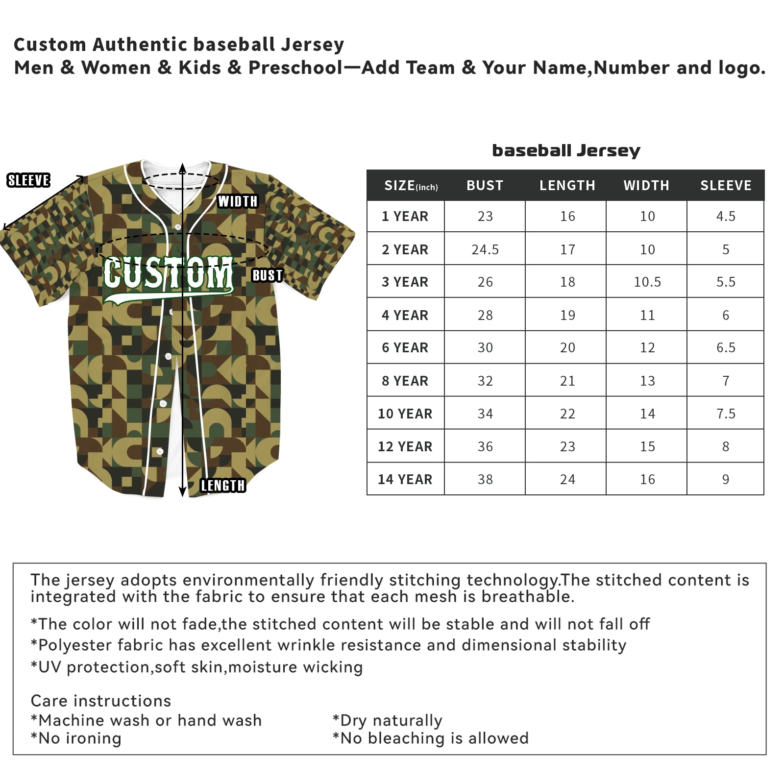 Custom Camouflage Color White-Green Authentic Baseball Jersey