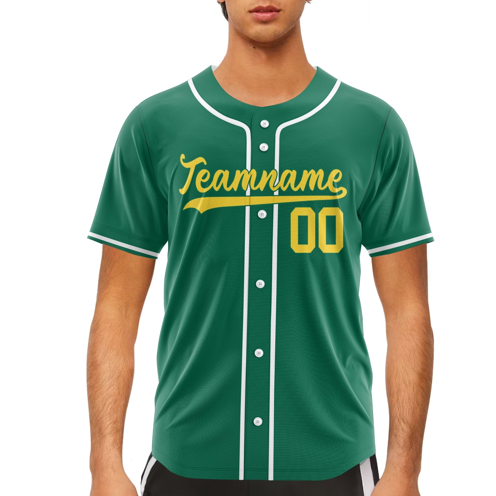 Custom Green Yellow-White Authentic Baseball Jersey