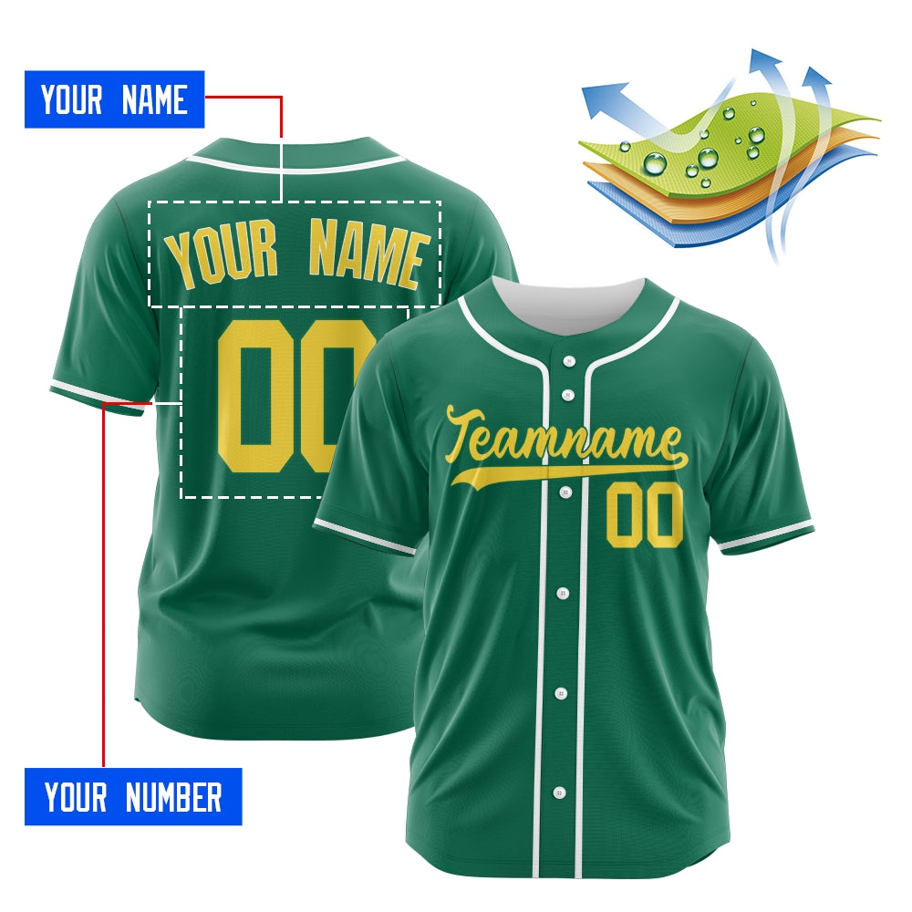 Custom Green Yellow-White Authentic Baseball Jersey