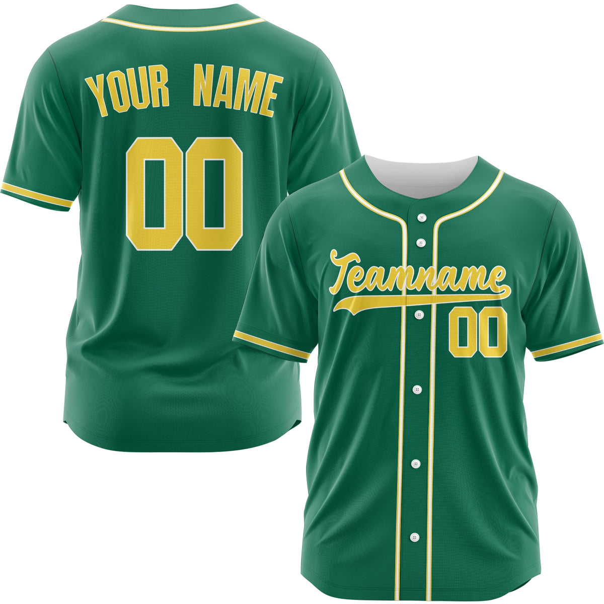 Custom Green Yellow-White Authentic Baseball Jersey