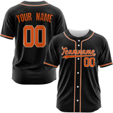 Custom Black Orange-White Authentic Baseball Jersey