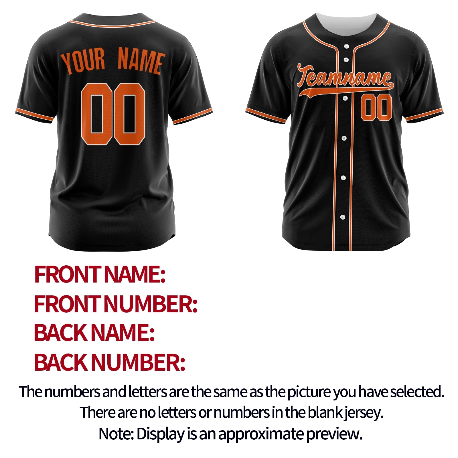 Custom Black Orange-White Authentic Baseball Jersey