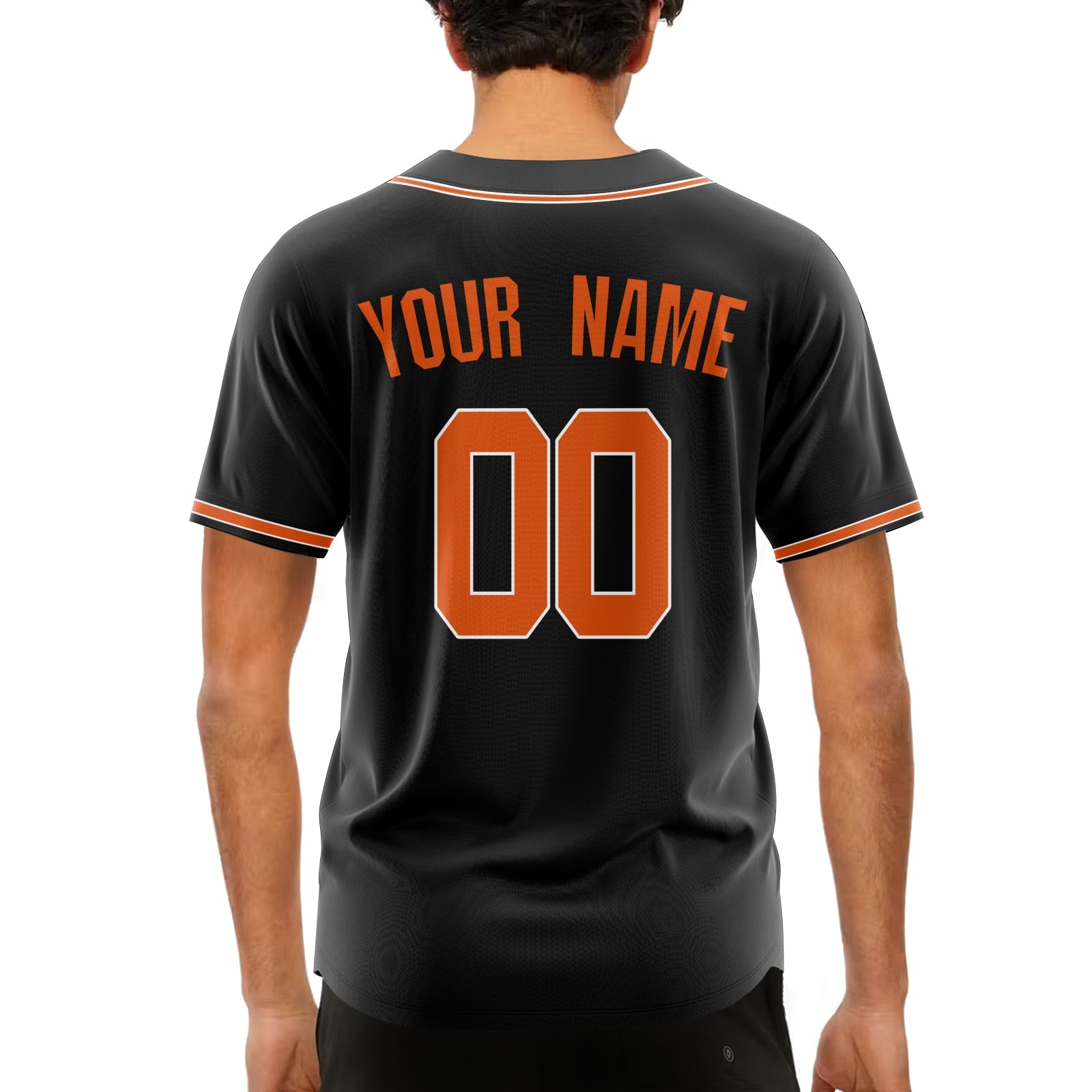 Custom Black Orange-White Authentic Baseball Jersey