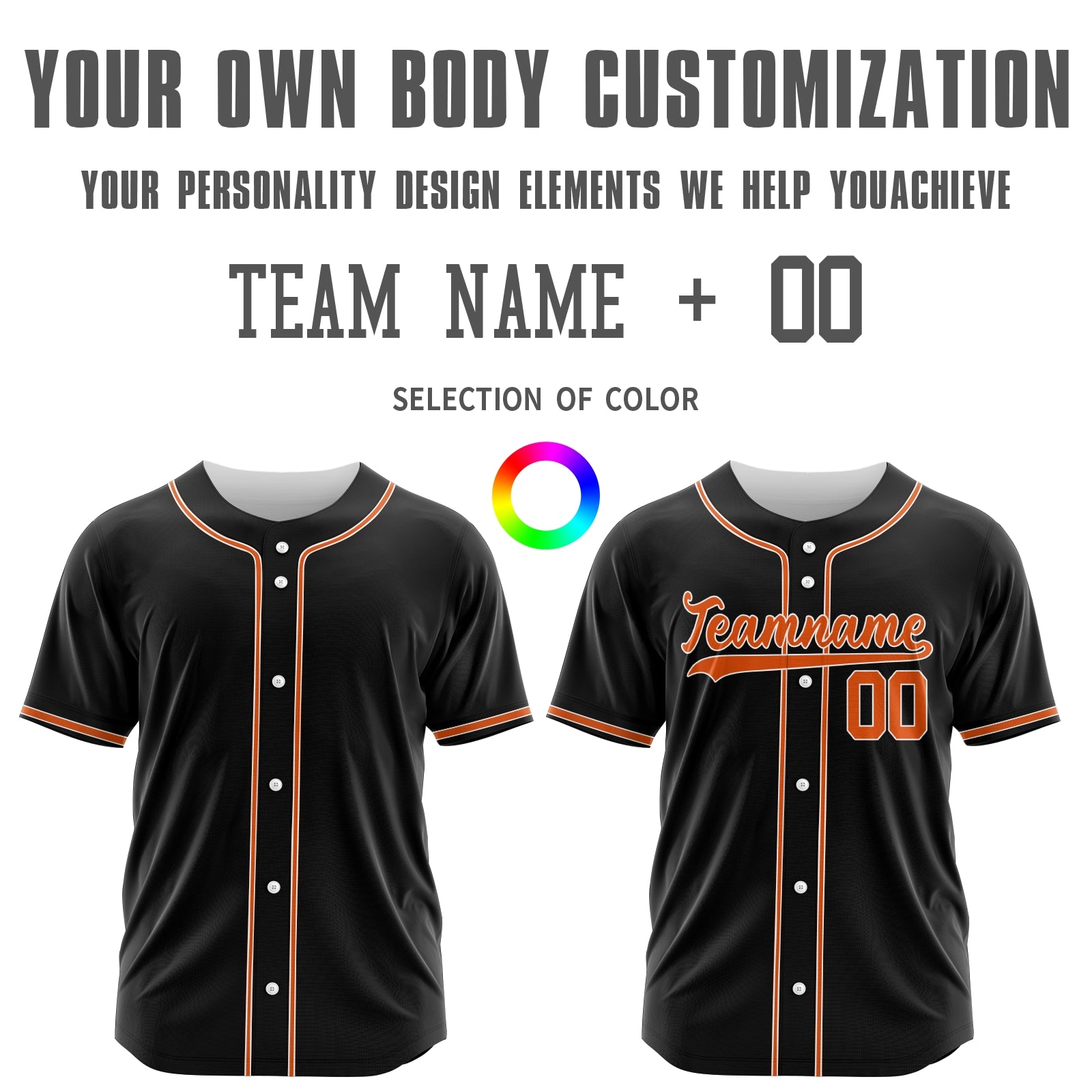 Custom Black Orange-White Authentic Baseball Jersey