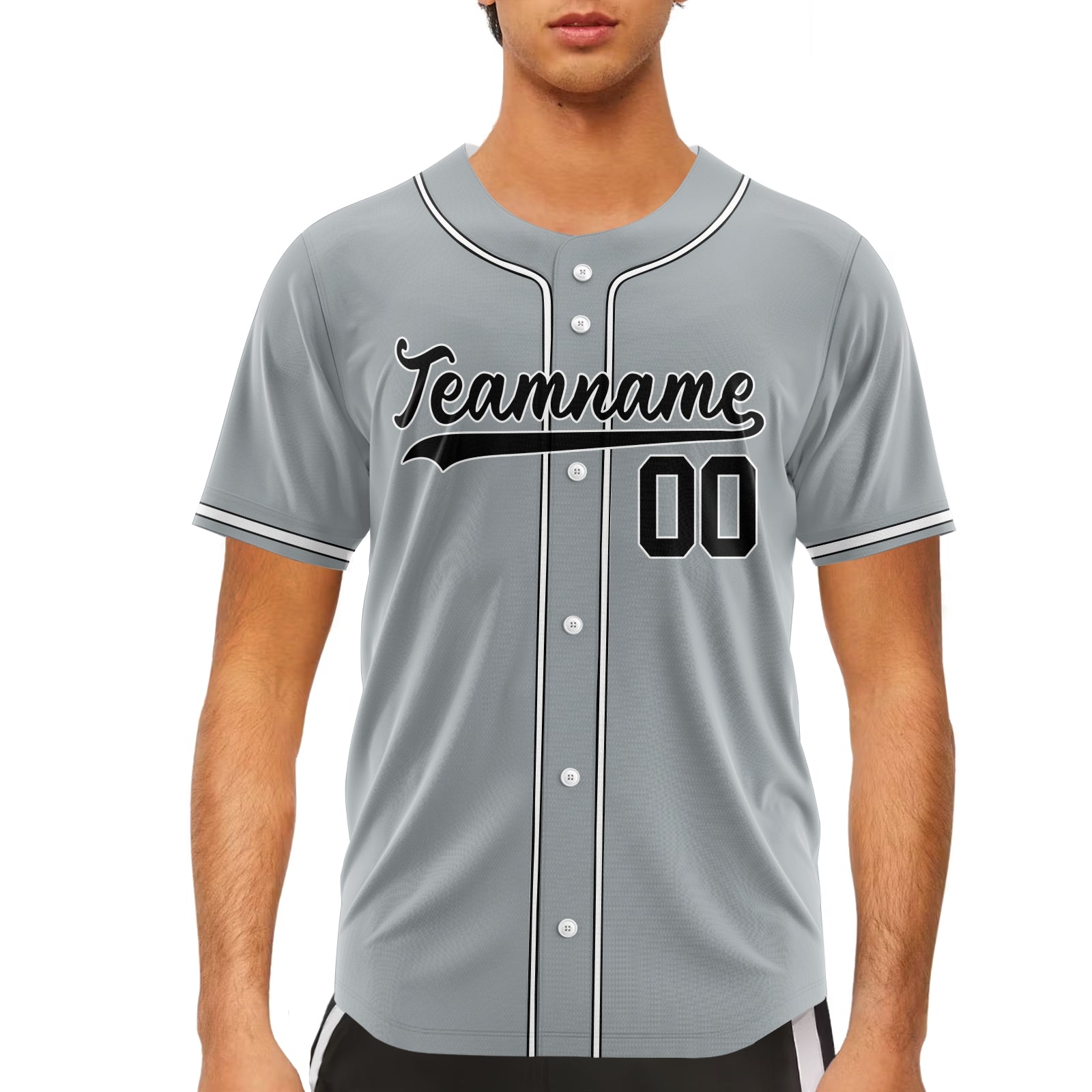 Custom Gray White-Black Authentic Baseball Jersey