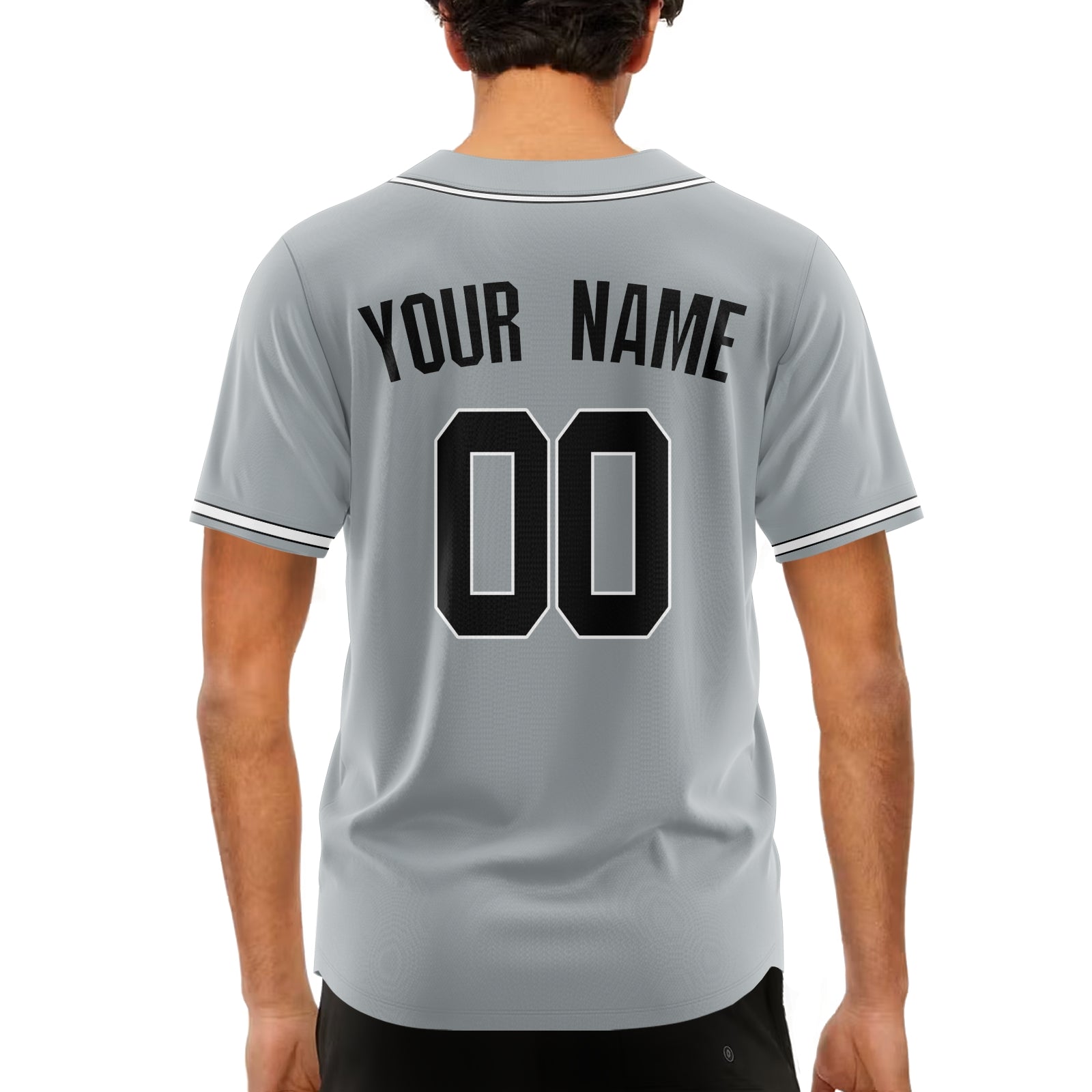 Custom Gray White-Black Authentic Baseball Jersey