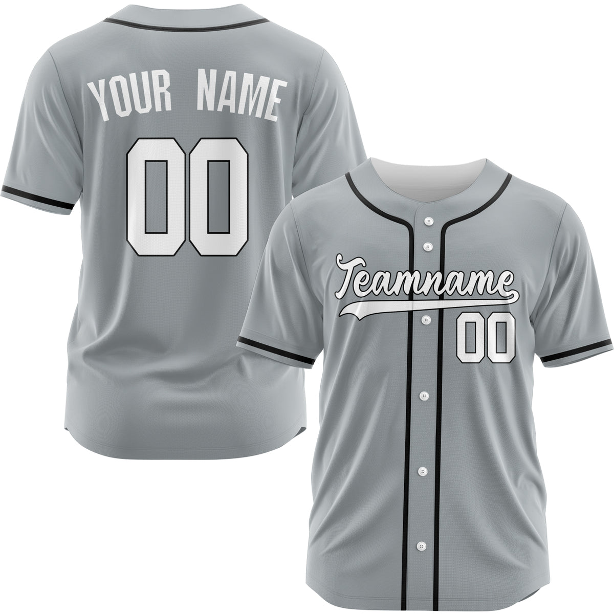 Custom Gray White-Black Authentic Baseball Jersey