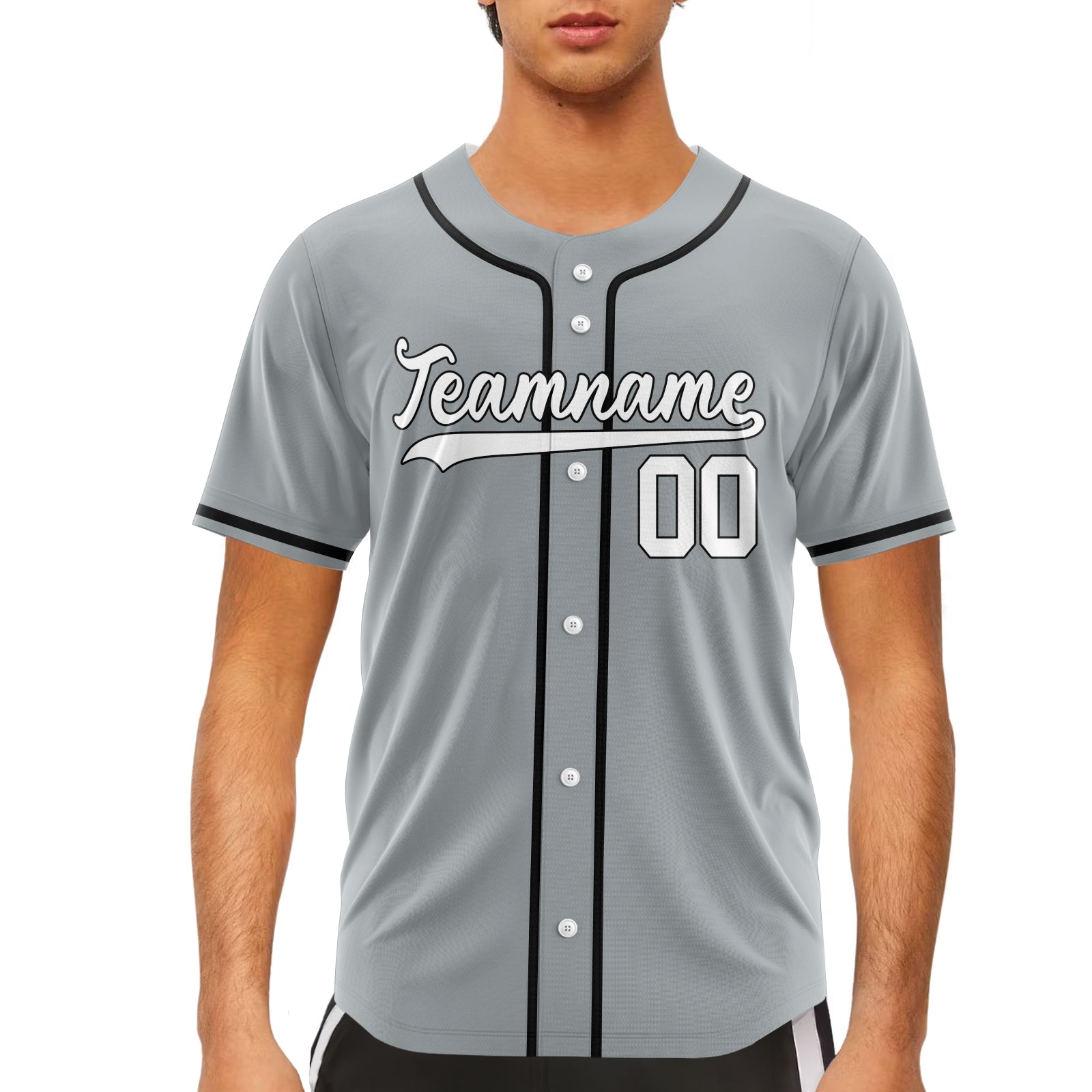 Custom Gray White-Black Authentic Baseball Jersey