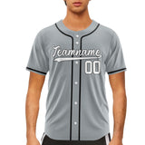 Custom Gray White-Black Authentic Baseball Jersey