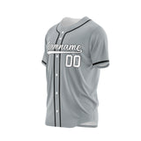 Custom Gray White-Black Authentic Baseball Jersey