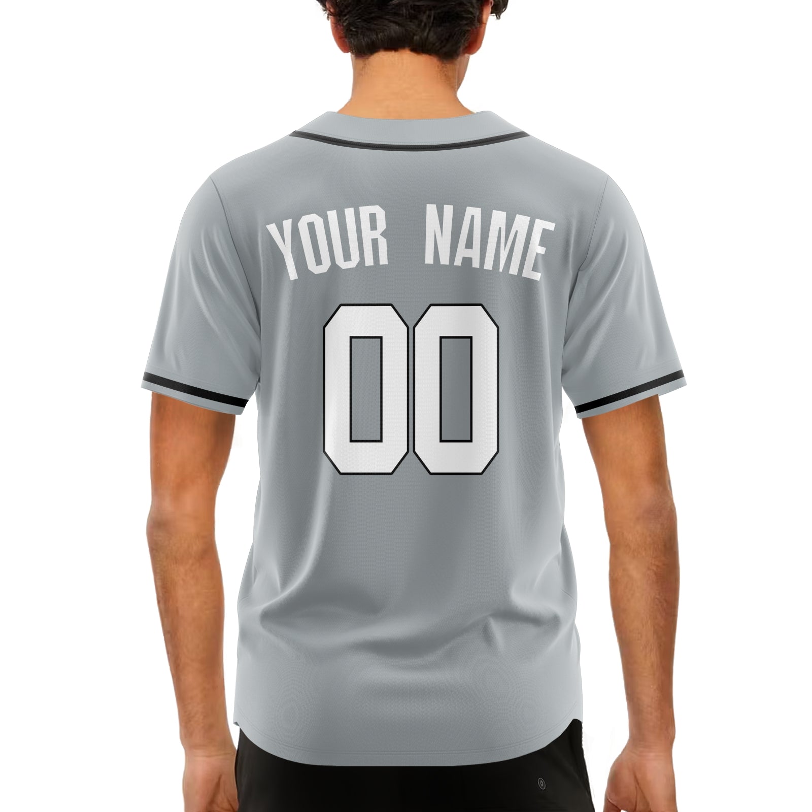 Custom Gray White-Black Authentic Baseball Jersey