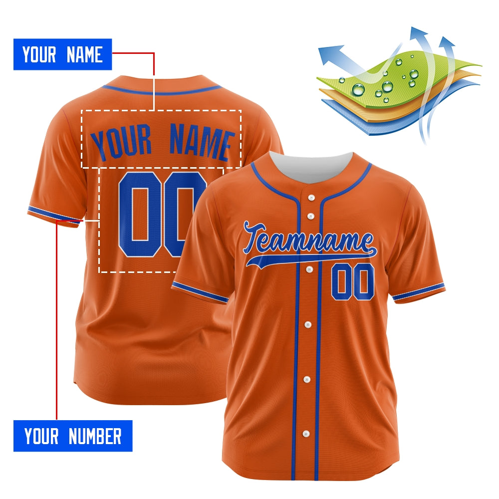 Custom Orange Blue-Red Authentic Baseball Jersey