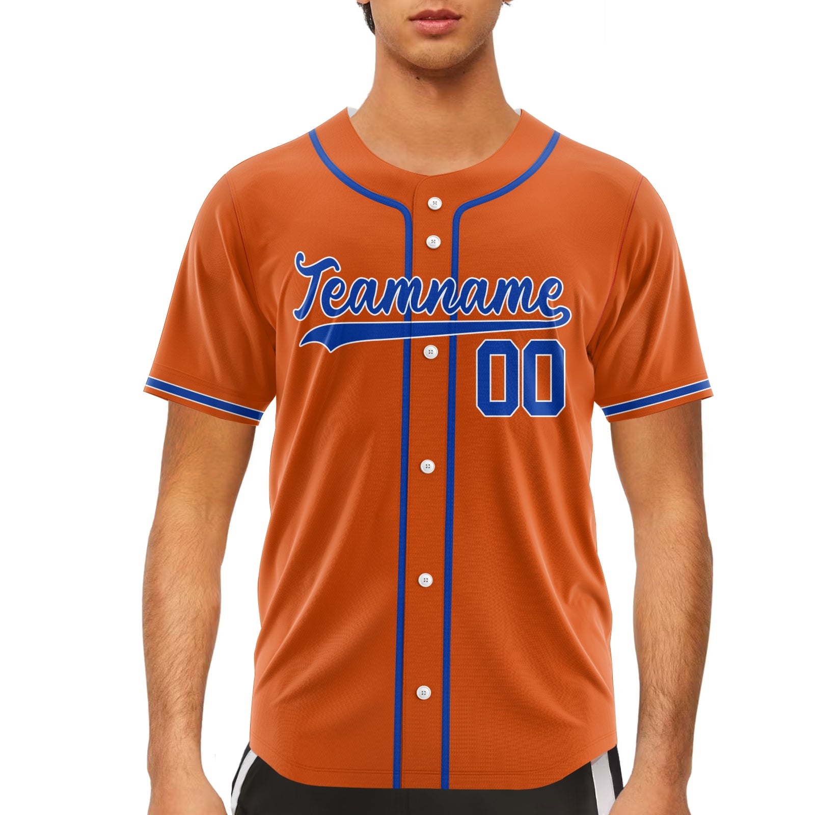 Custom Orange Blue-Red Authentic Baseball Jersey