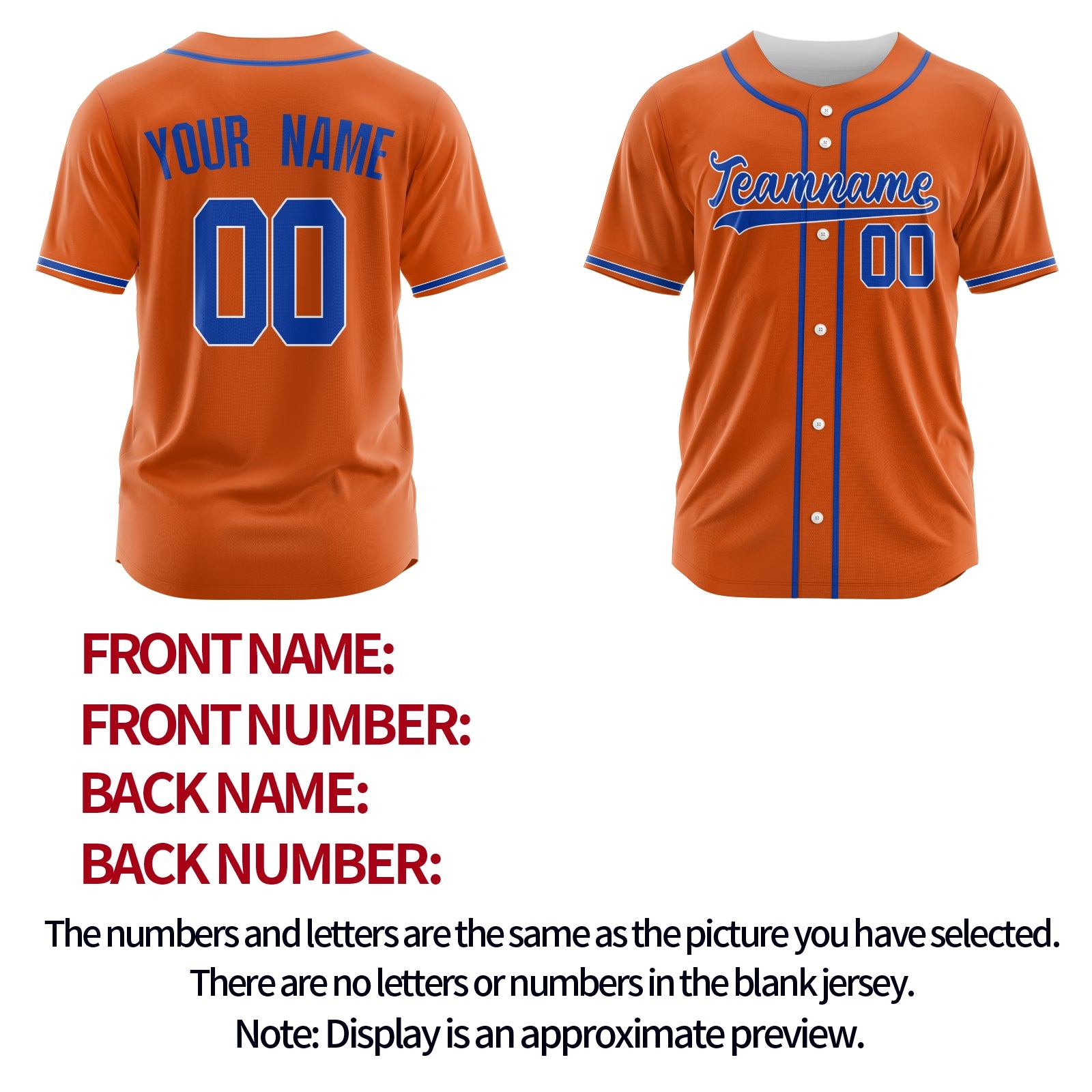 Custom Orange Blue-Red Authentic Baseball Jersey