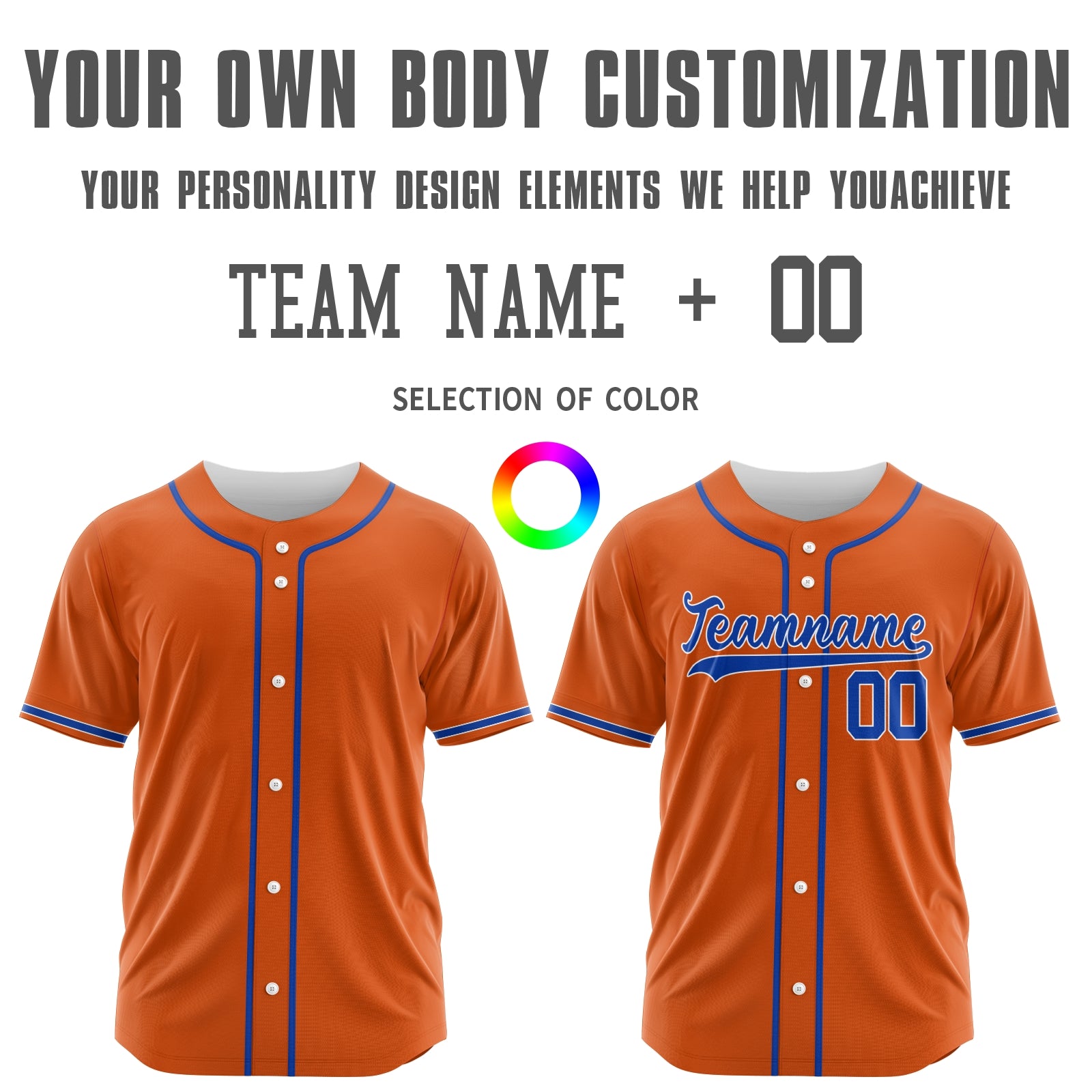 Custom Orange Blue-Red Authentic Baseball Jersey