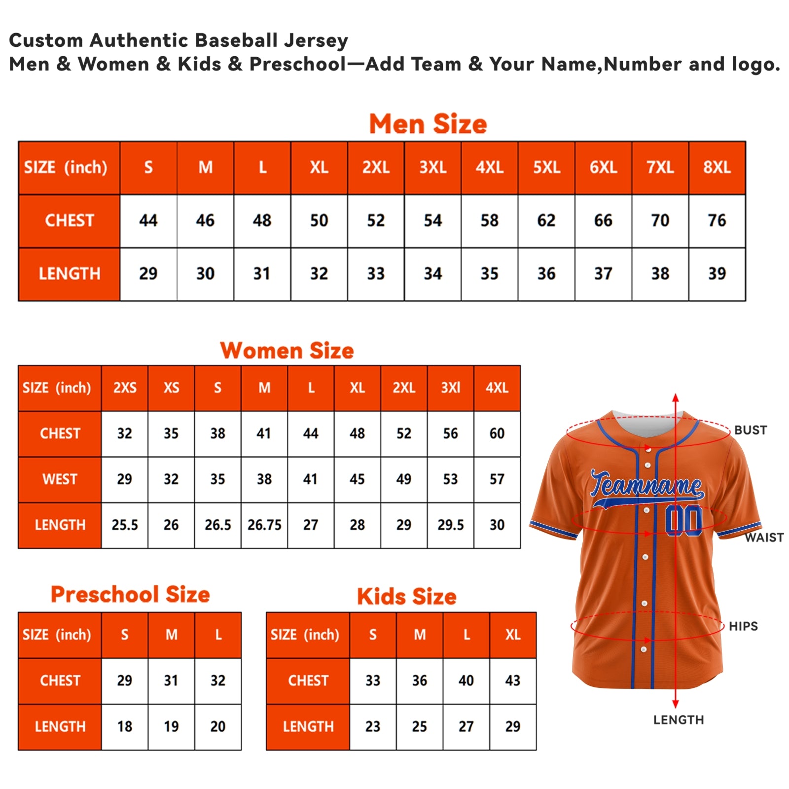 Custom Orange Blue-Red Authentic Baseball Jersey