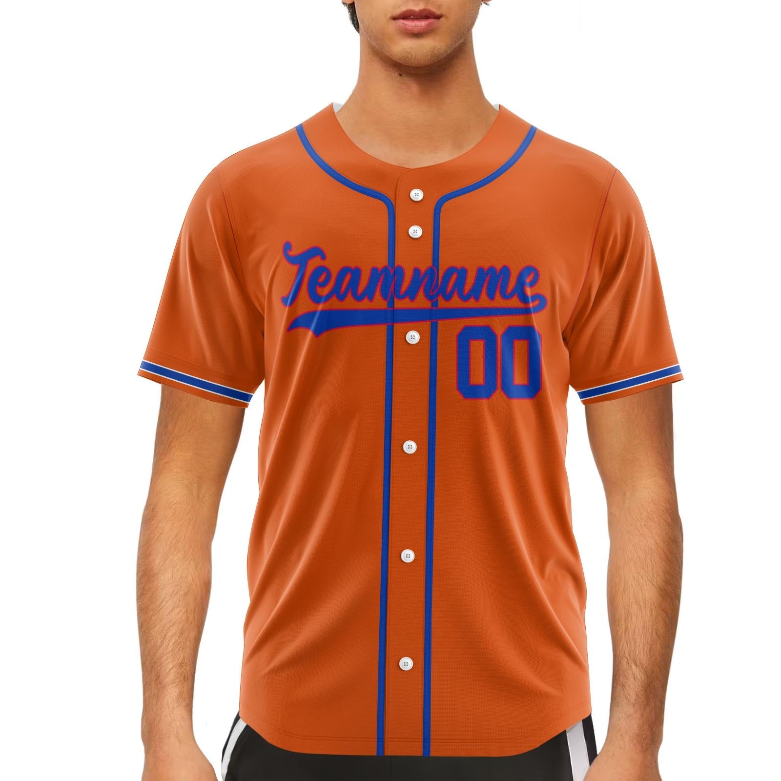 Custom Orange Blue-Red Authentic Baseball Jersey