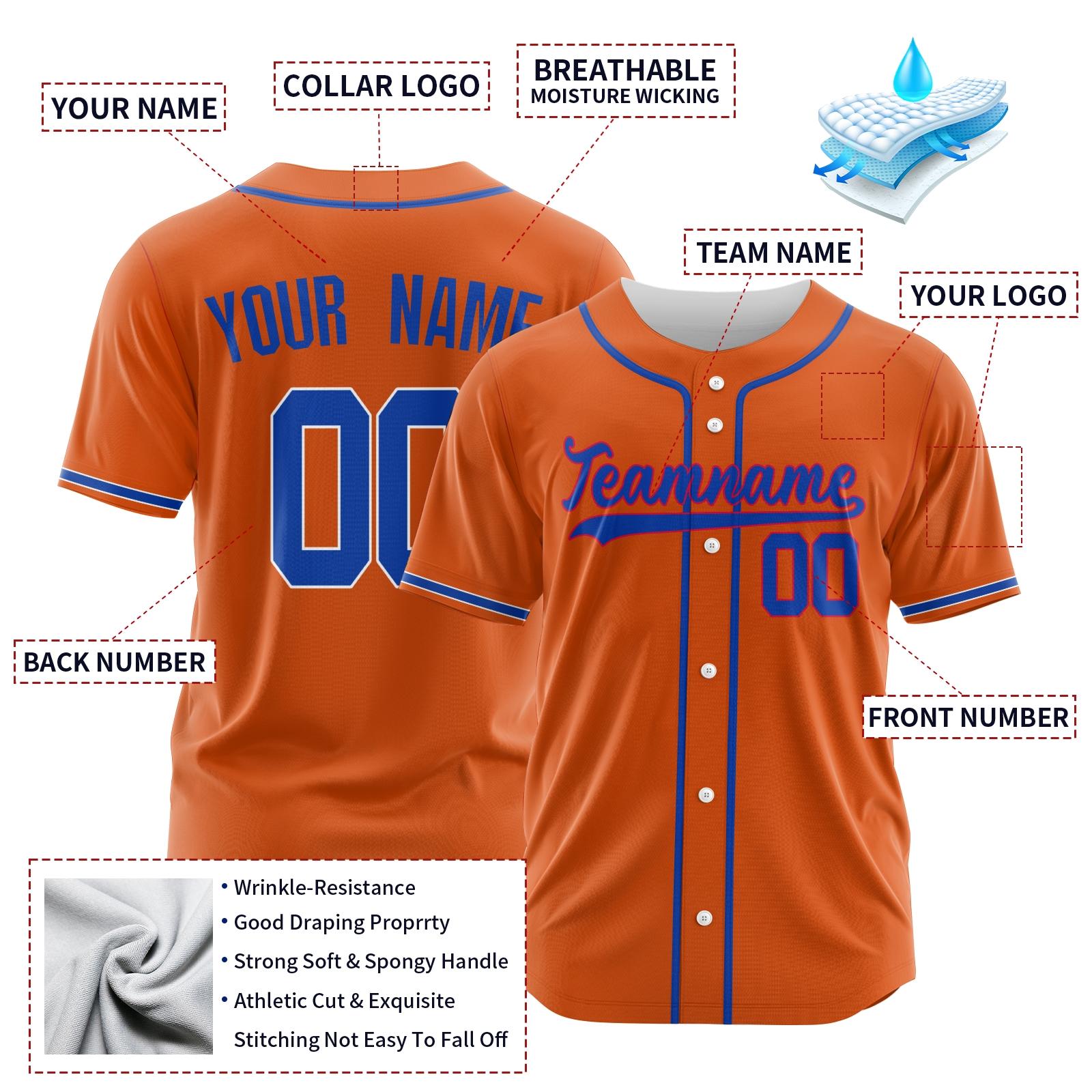 Custom Orange Blue-Red Authentic Baseball Jersey