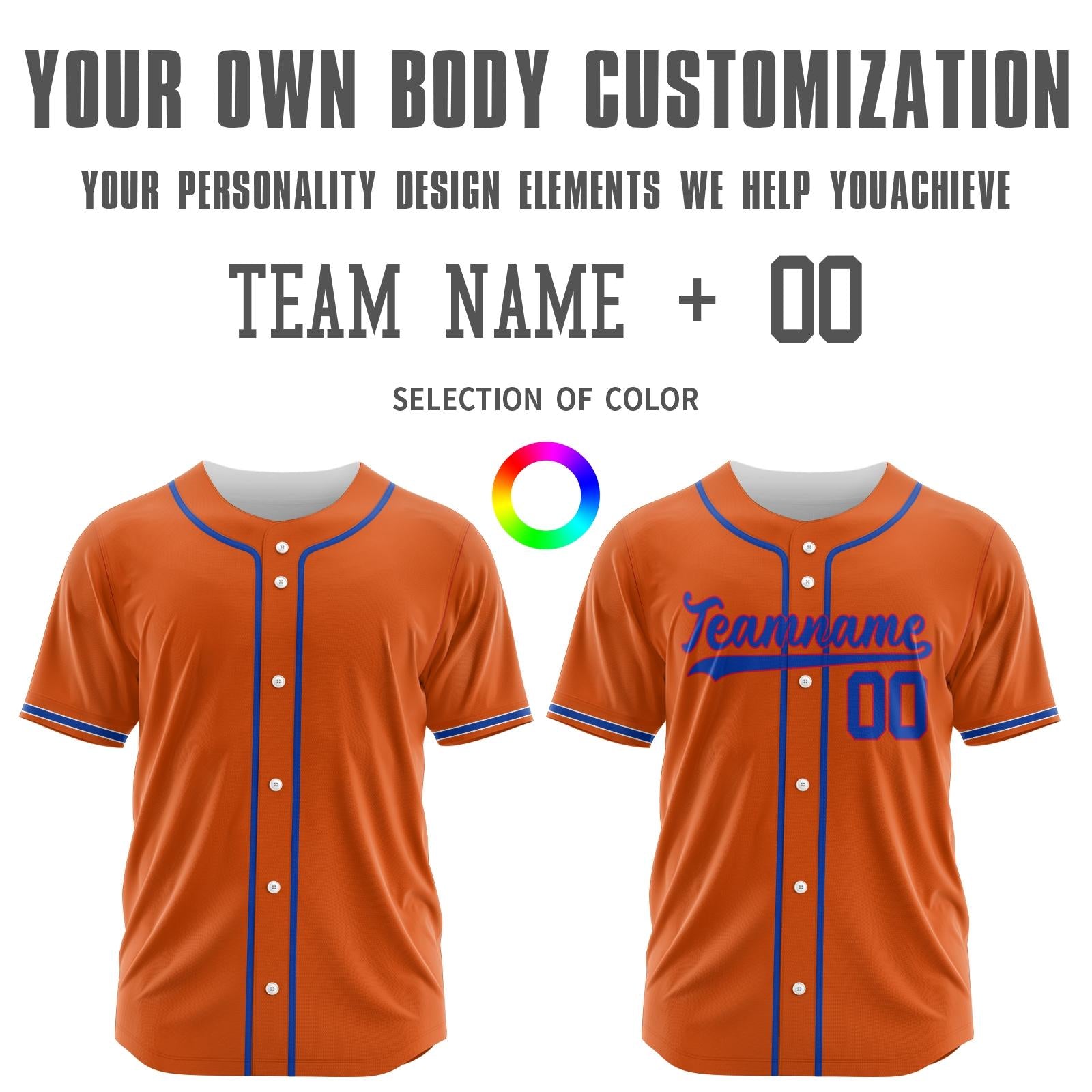 Custom Orange Blue-Red Authentic Baseball Jersey