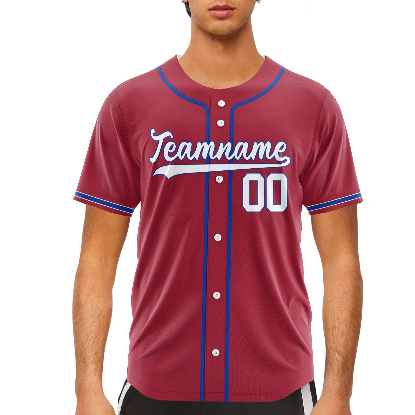 Custom Red Blue-White Authentic Baseball Jersey