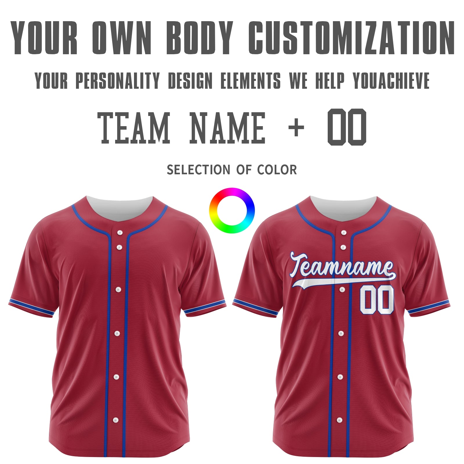 Custom Red Blue-White Authentic Baseball Jersey