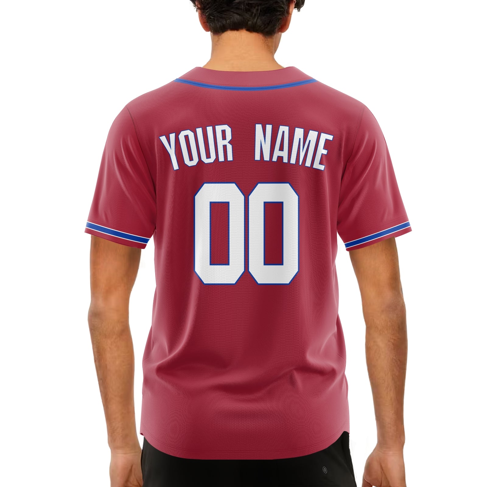 Custom Red Blue-White Authentic Baseball Jersey