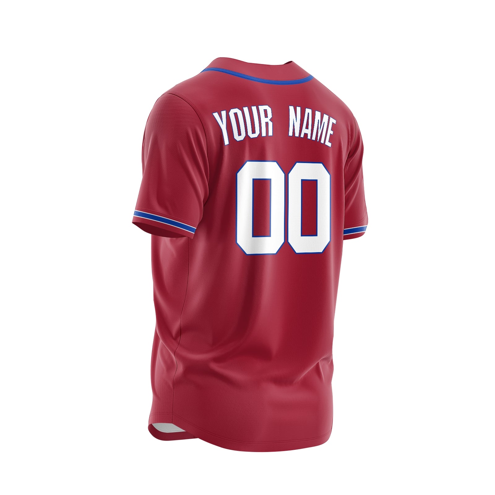 Custom Red Blue-White Authentic Baseball Jersey