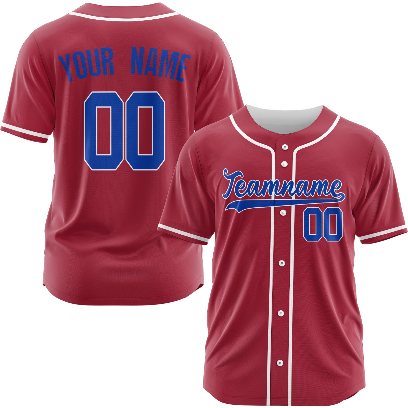 Custom Red Blue-White Authentic Baseball Jersey