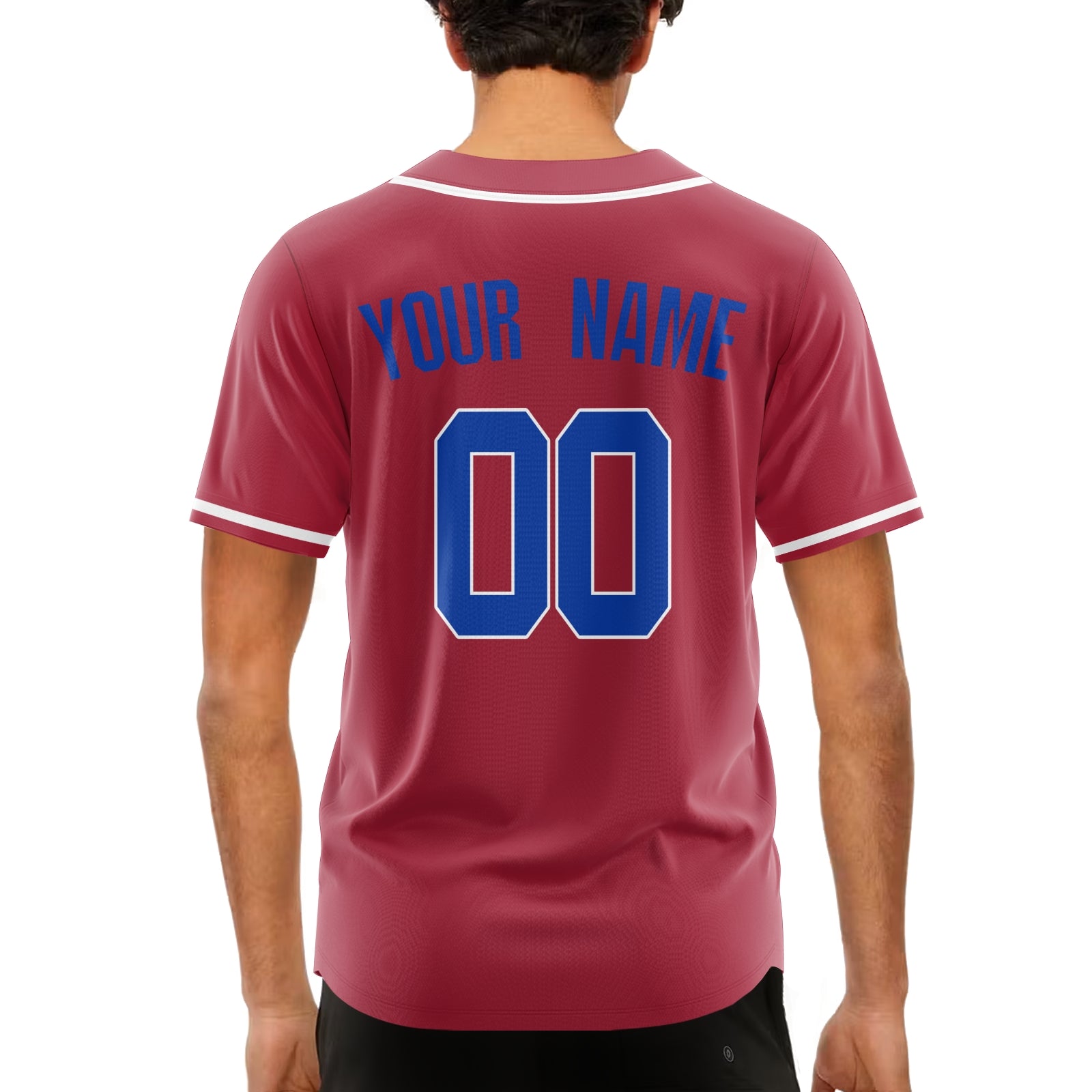 Custom Red Blue-White Authentic Baseball Jersey